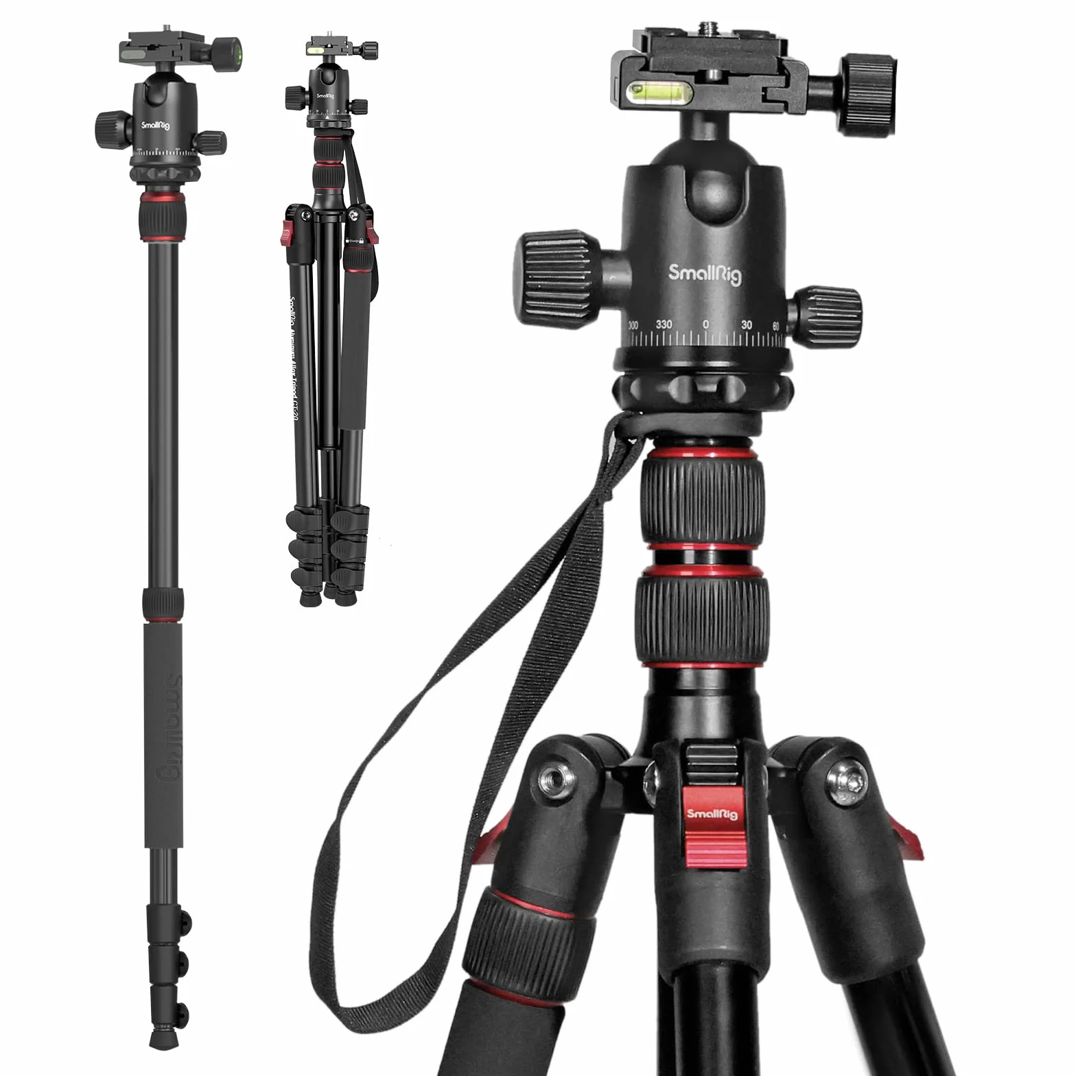 SMALLRIG Statyw do Aparatu 78", Monopod z Głowicą Kulową 360 mm 360, Profesjonalny Statyw z Torbą Transportową do Podróży i Pracy - 3474