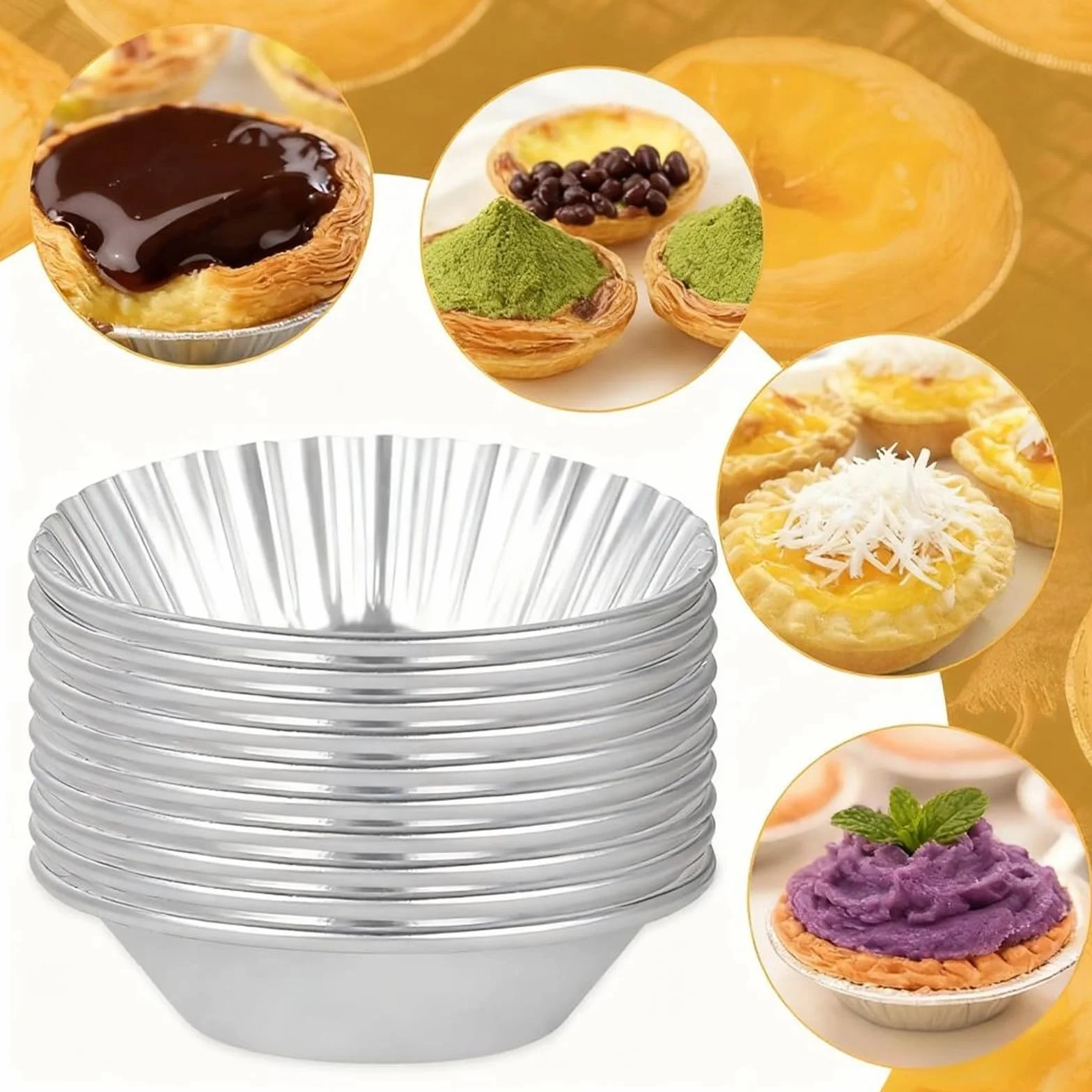 Foremki do pieczenia ciasta jajecznego z aluminium, 20 sztuk, z silikonowym pędzlem