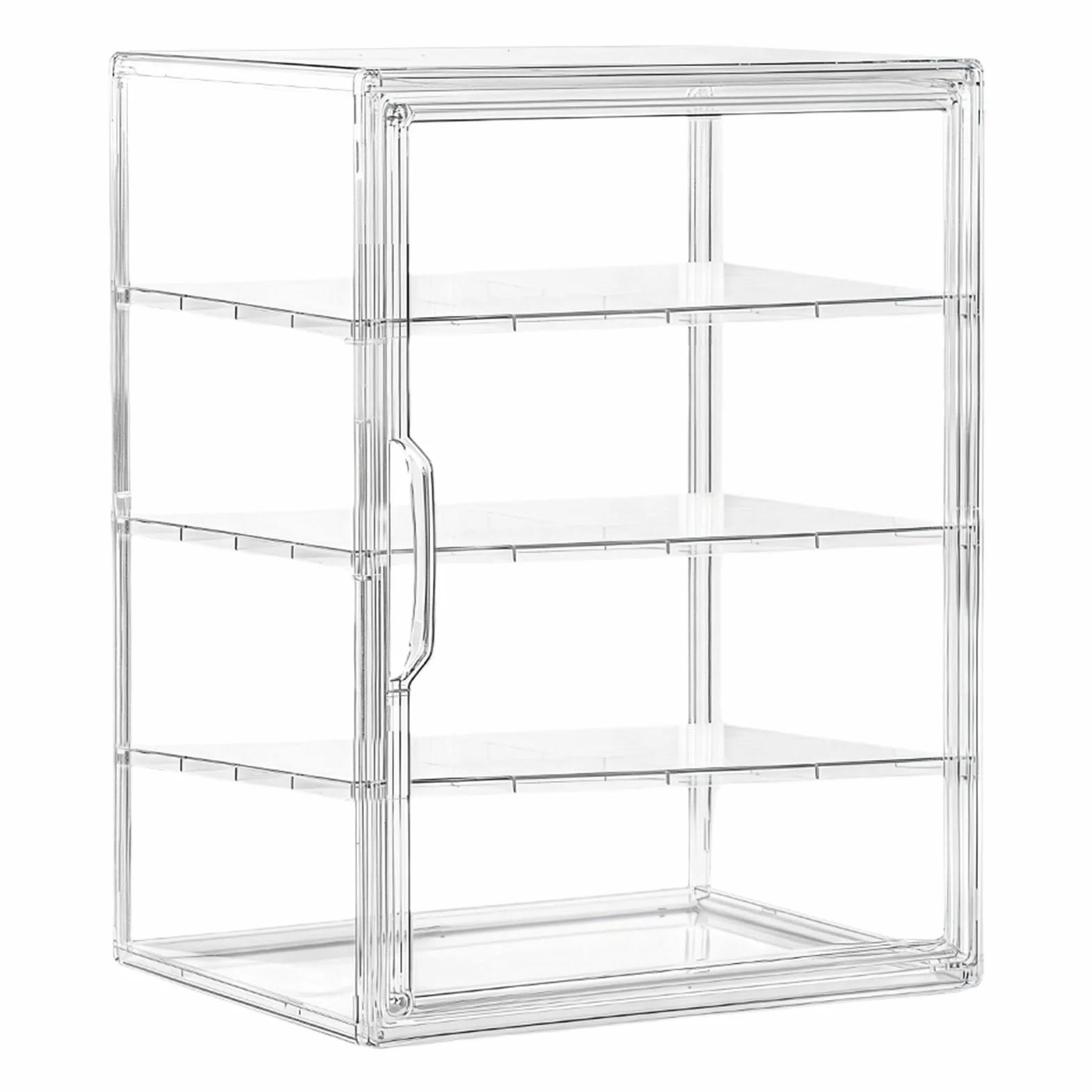 Acrylic Pastry Display Box, Clear 4-Layer Bread Organizer, Airtight Bakery Storage Case, 40x30x25cm, for Kitchen Counter, Sandwiches, Bagels, Homemade Goods Counters Organized