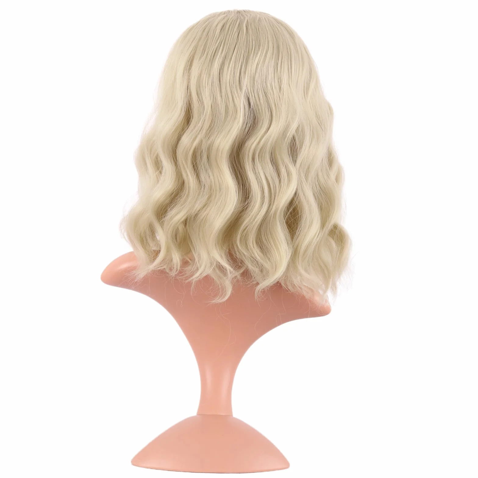 MapofBeauty 14 Cal / 35 cm Bob Wavy Krótkie kręcone ciało Fala Cosplay Anime syntetyczne włosy impreza peruki (blond)