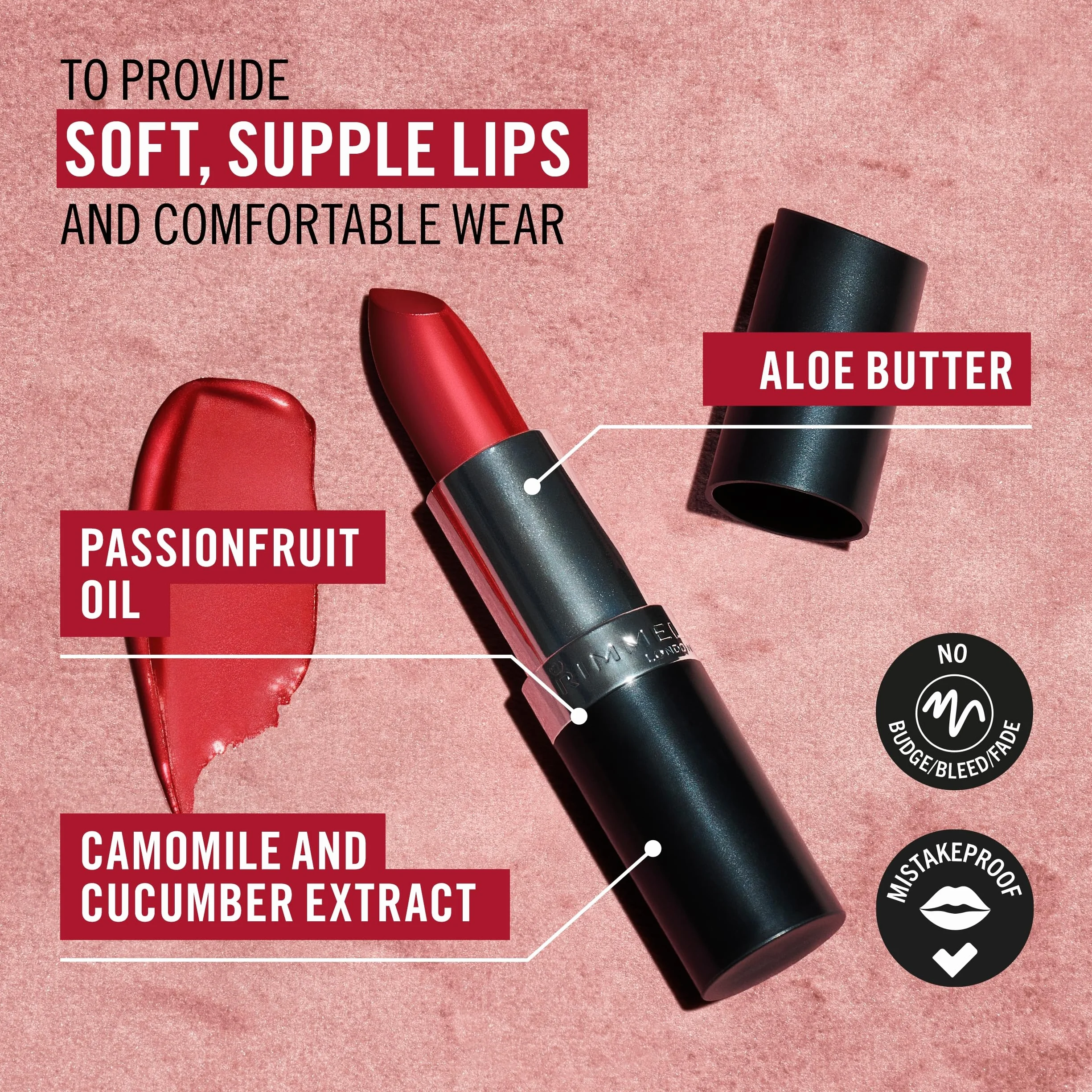 Rimmel Lasting Finish Lipstick długotrwała pomadka do ust z witaminami, Sunset Rose, 4 g