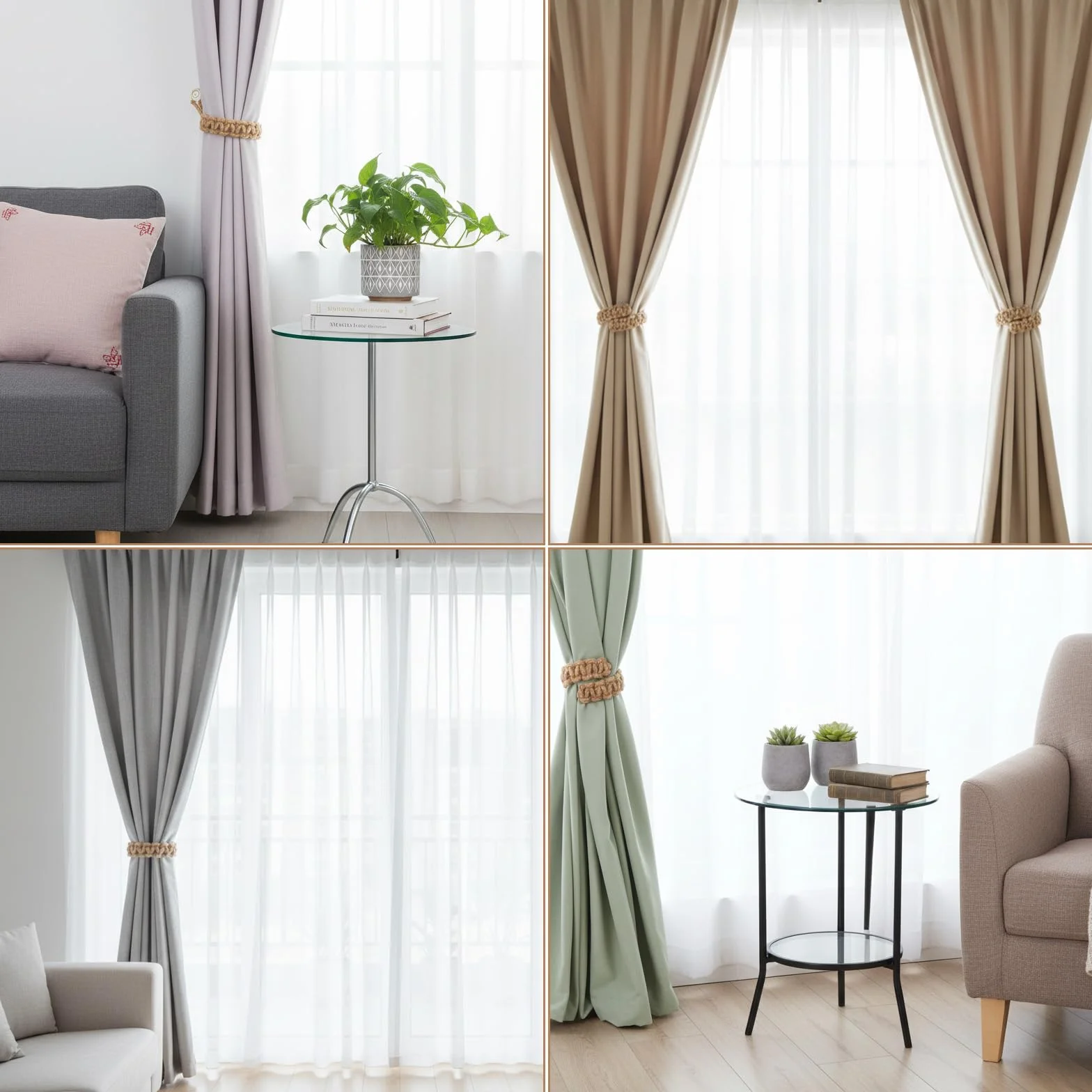 6 sztuk uchwytów na zasłony w stylu boho, uchwyty do zasłon do użytku na zewnątrz, rustykalne uchwyty na zasłony, ręcznie wykonane, dekoracyjne taśmy do zasłon, do domu, biura, na zewnątrz