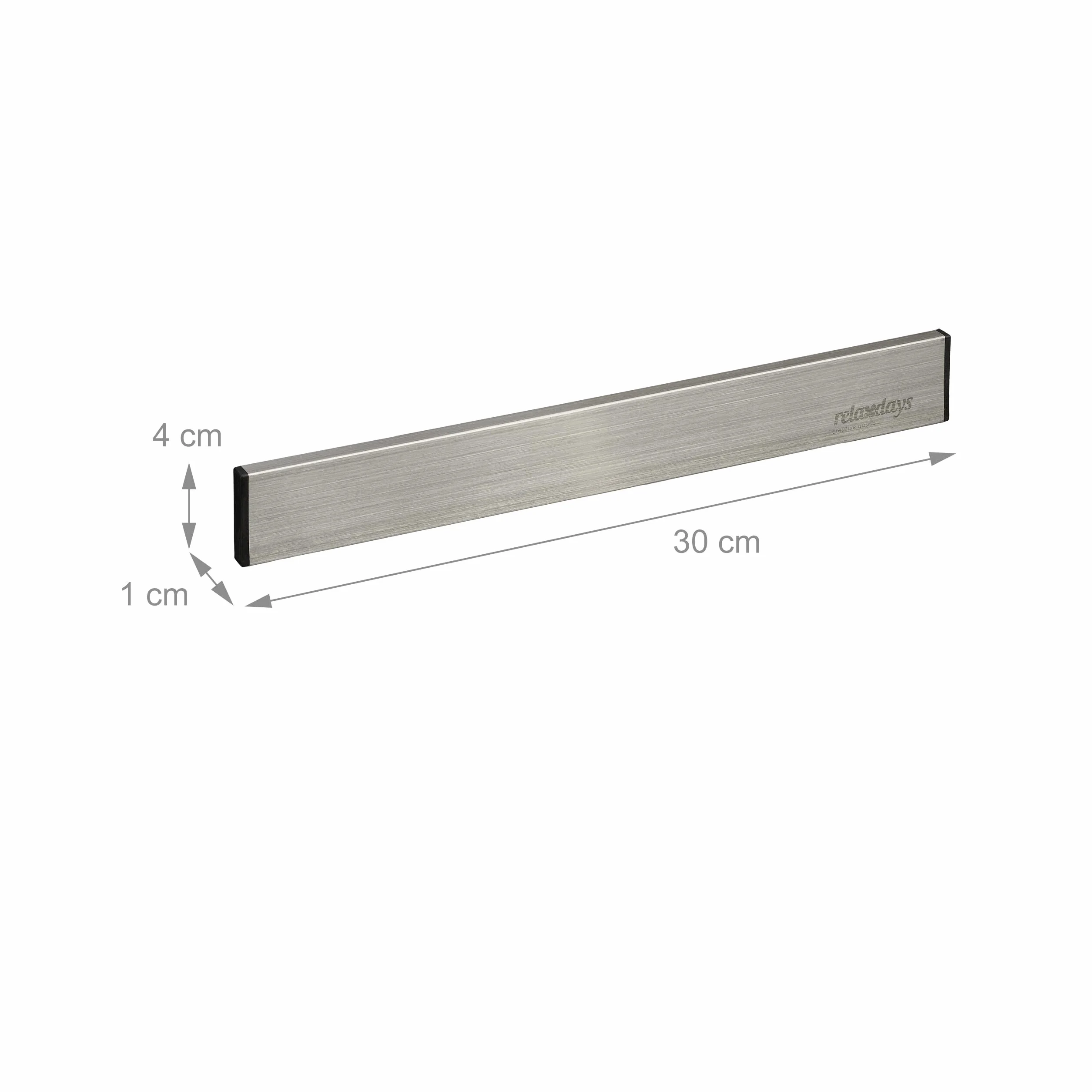 Relaxdays Listwa magnetyczna ze stali nierdzewnej 30 cm samoprzylepna na noże i narzędzia srebrna/czarna