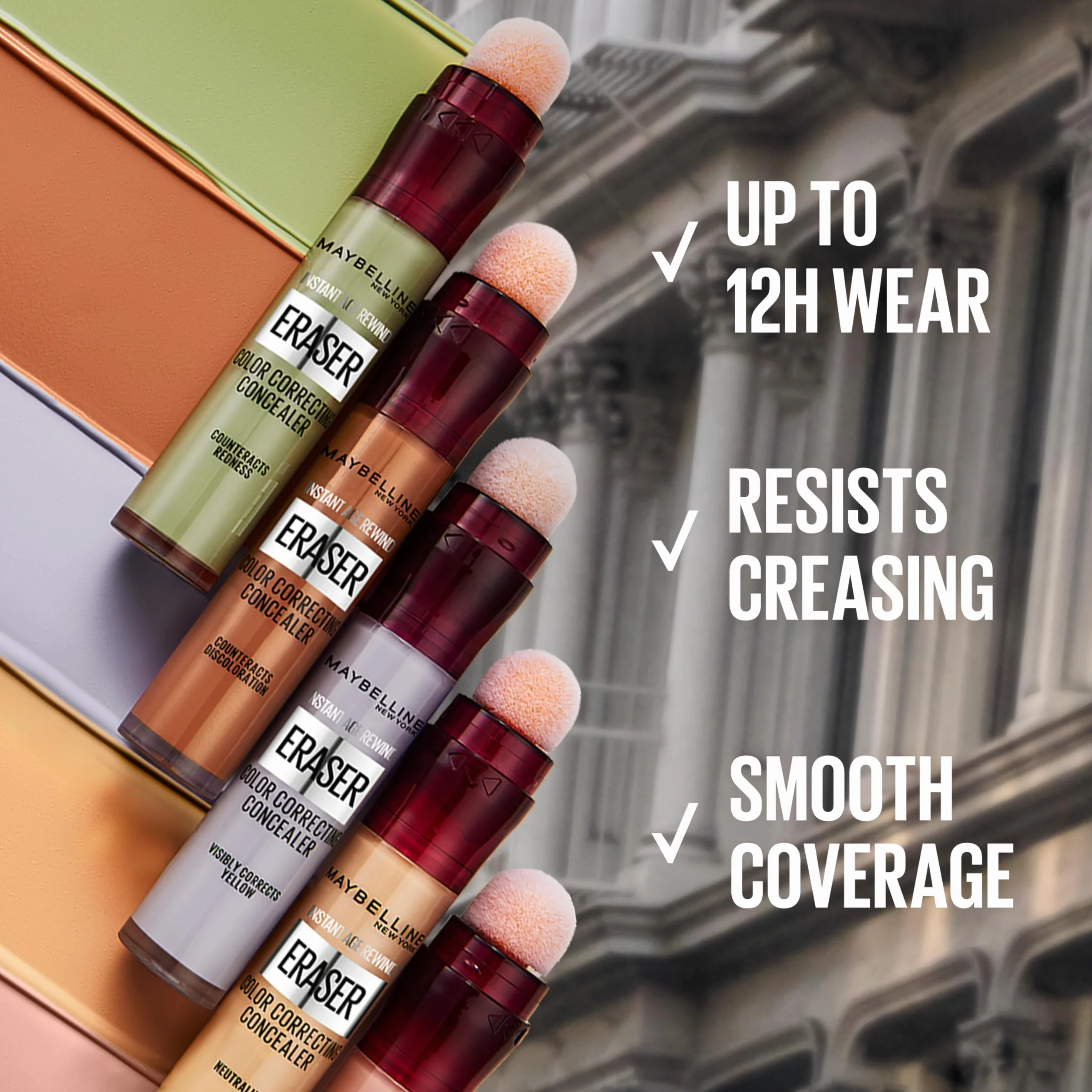 Maybelline New York Instant Anti-Age Eraser Green, zielony korektor z gąbeczką 6,8 ml