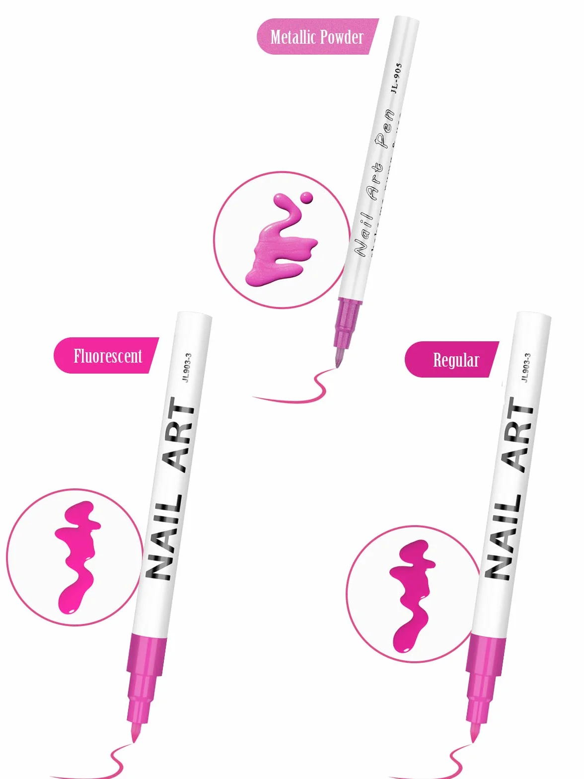 Zestaw 12 piór do paznokci z metalicznym proszkiem 3D, Kalolary Nail Point Graffiti Dotting Pen Drawing Painting Liner Brush do wykonywania zdobień i malowania paznokci w stylu DIY. Narzędzia do manicure i zdobienia paznokci (C)