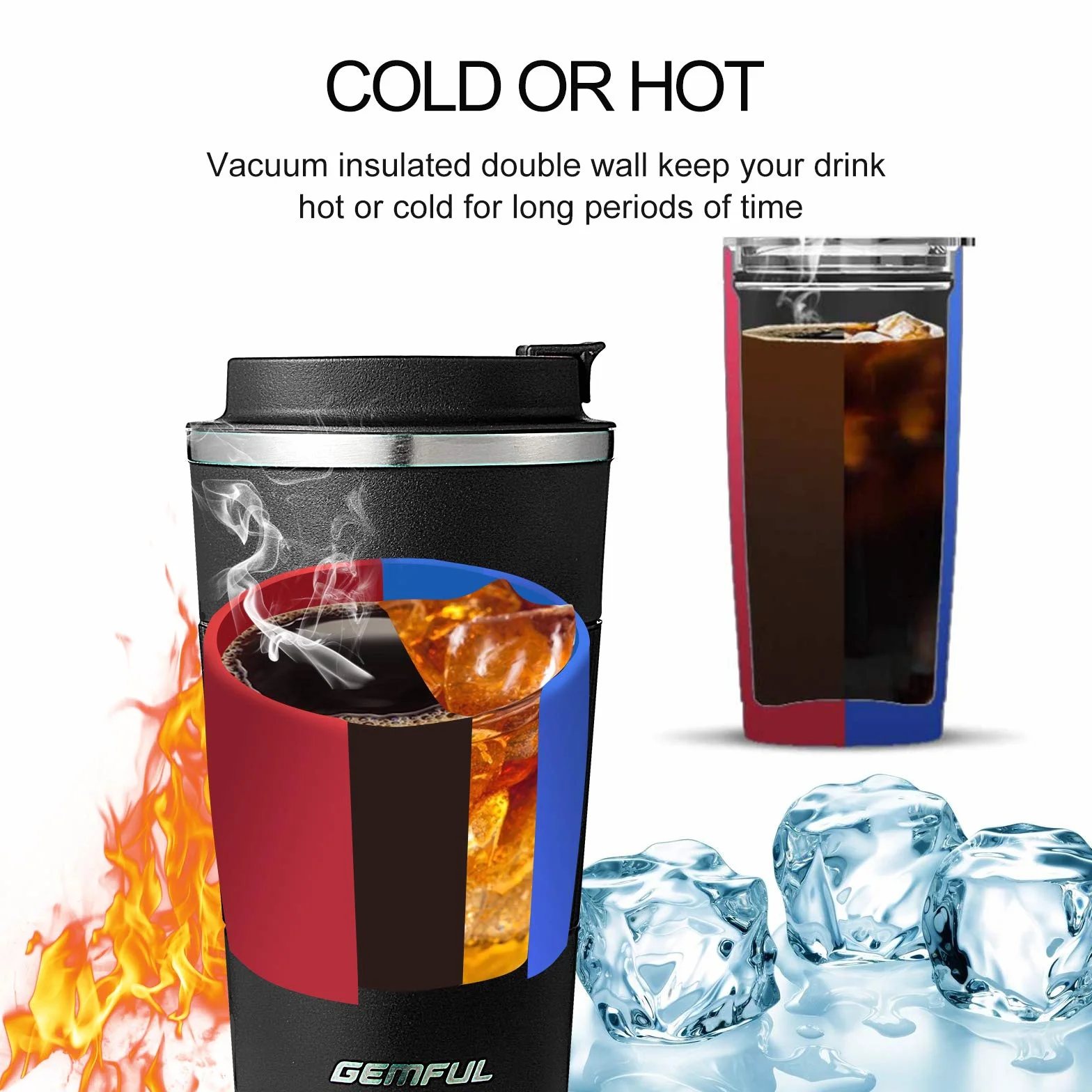 GEMFUL Coffee To Go 510ml Szczelny Kubek Termiczny ze Stali Nierdzewnej