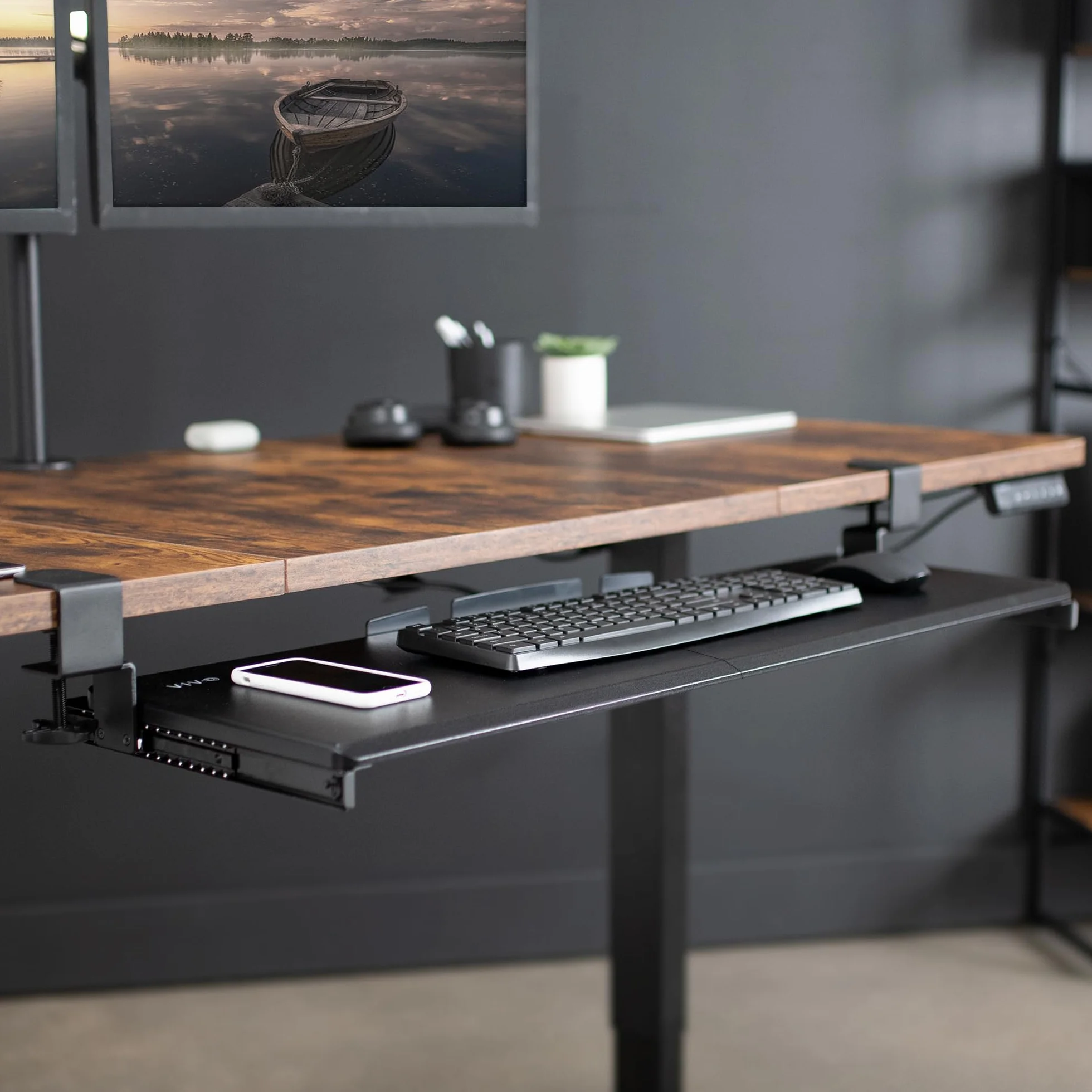 VIVO Bardzo długa taca na klawiaturę pod biurko wysuwana z bardzo stabilnym systemem mocowania zaciskowego C, 86 cm (102 cm z zaciskami) x 28 cm wysuwana platforma do pisania, czarna, MOUNT-KB15EB