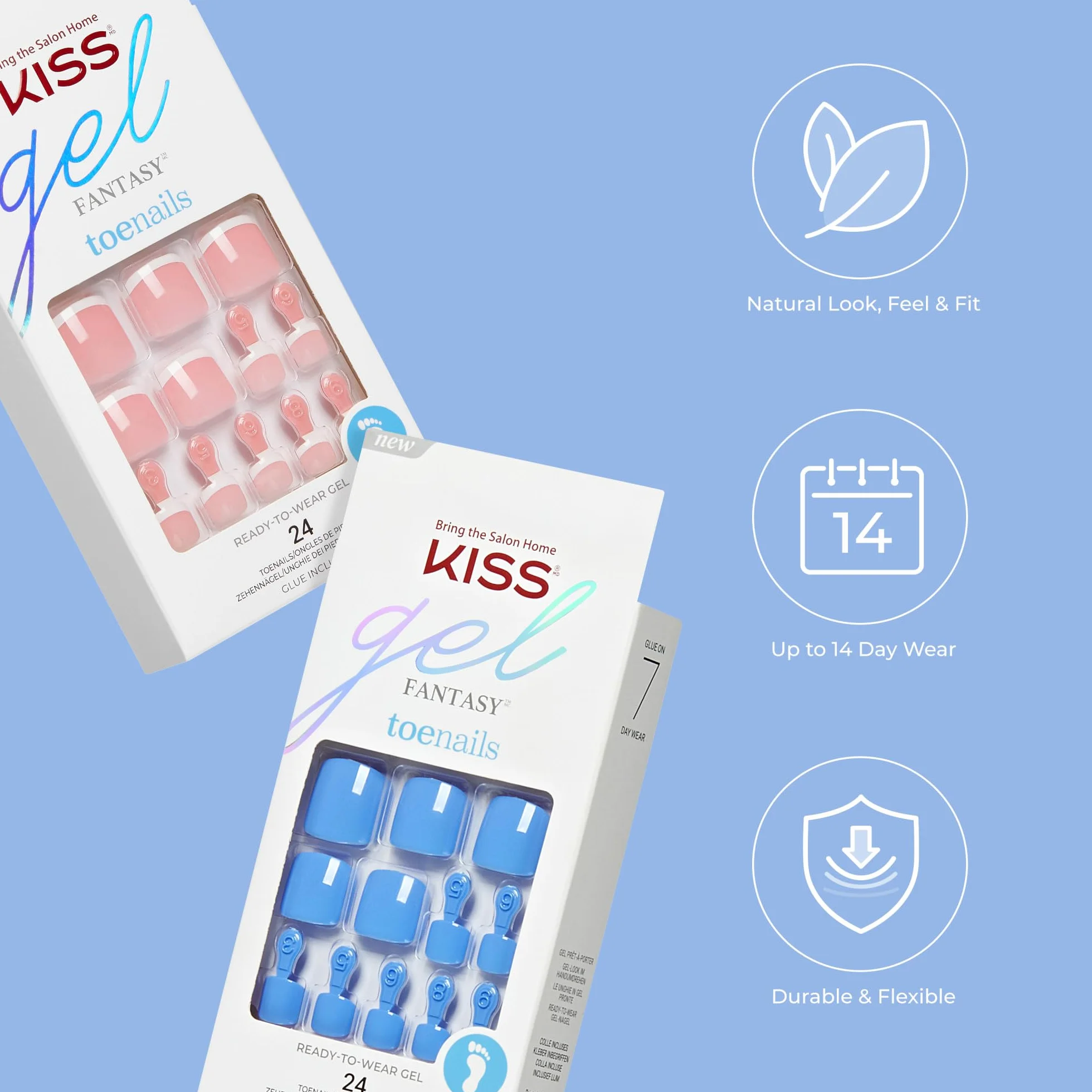 Kiss Nail Kit, Toenail, No Chip, Real Short, Limitless, EFT01 1 zestaw