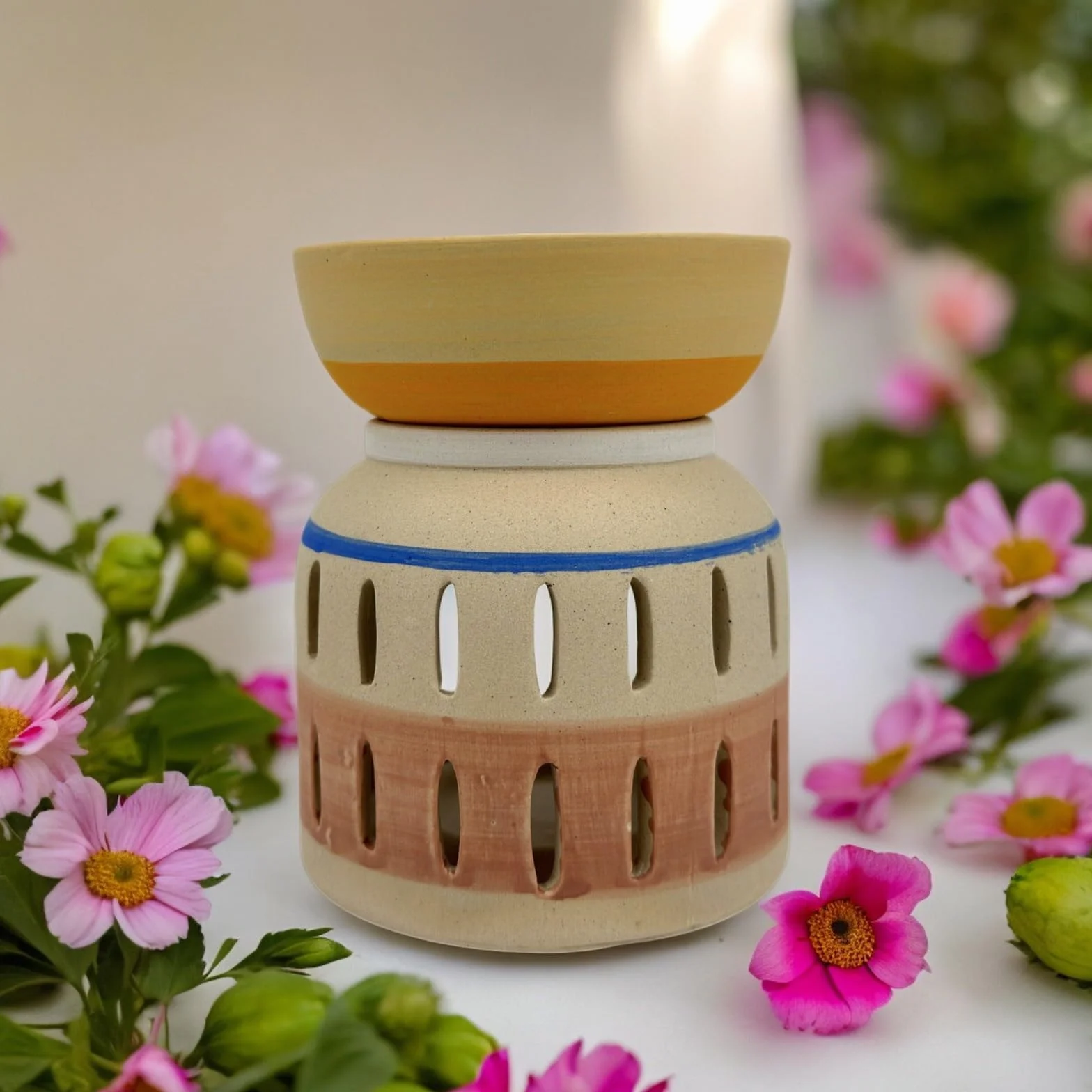 Vaso Perfumy - Seria Creativity - CraftAroma - Łatwa aromaterapia - Ręcznie malowana - Zabawny kreatywny obiekt DIY - Zapachowe wnętrze Rekreacyjne - Kremowy Palnik - 100 ML - H 12 cm - Zen'Arôme