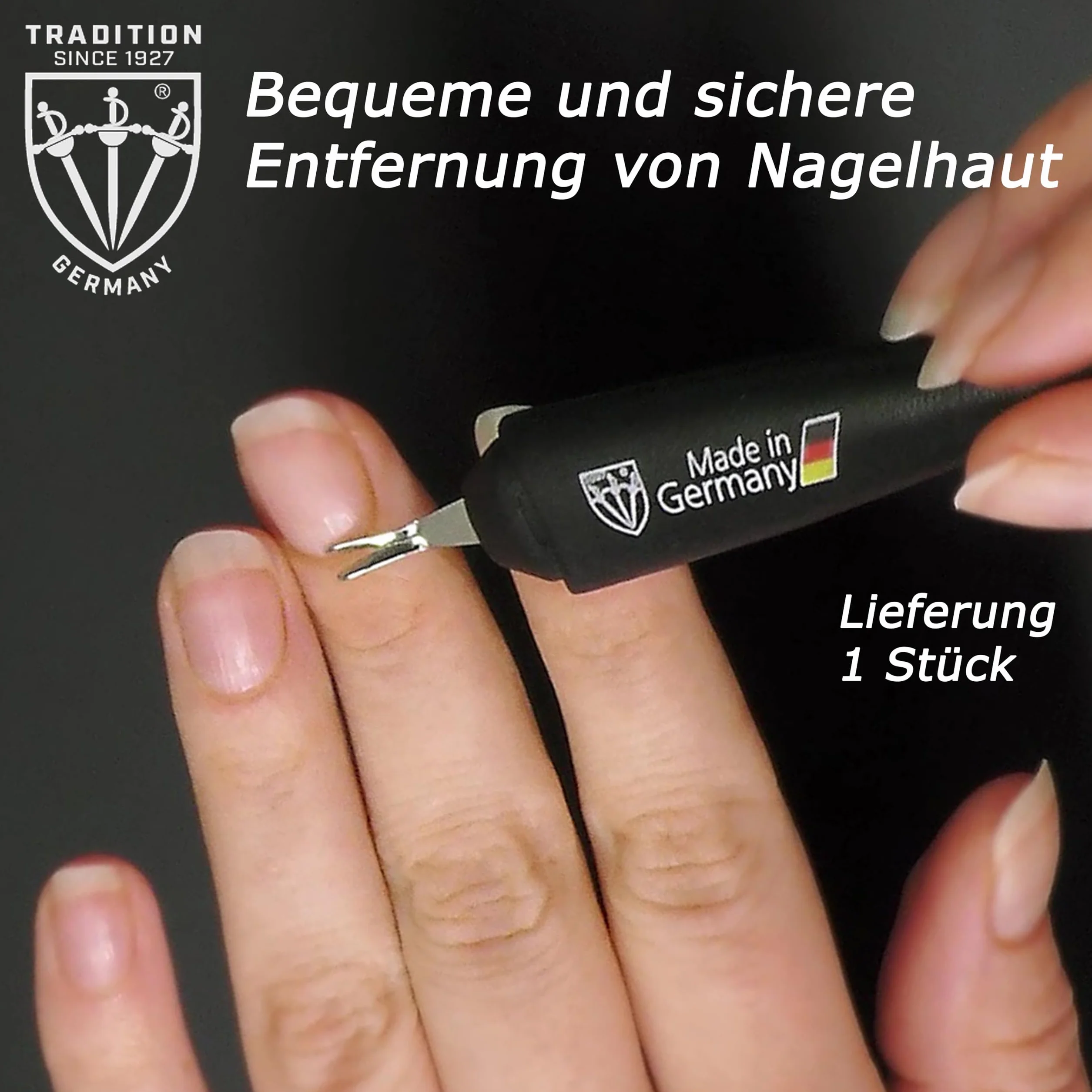 DREI SCHWERTER - Nóż do usuwania skórek z ostrzem w kształcie litery V (1 sztuka) – markowa jakość – Made in Germany