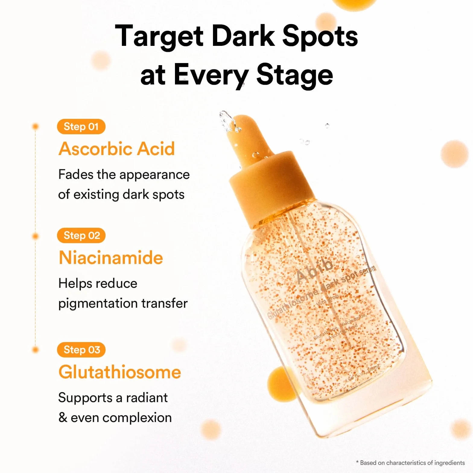 Abib Glutathiosom Dark Spot Serum Vita drop 50ml. | Koreańska skóra skóry, ciemne miejsce, leczenie przebarwień | Serum świecące dla wrażliwej skóry, niacynamid, Viatmin C