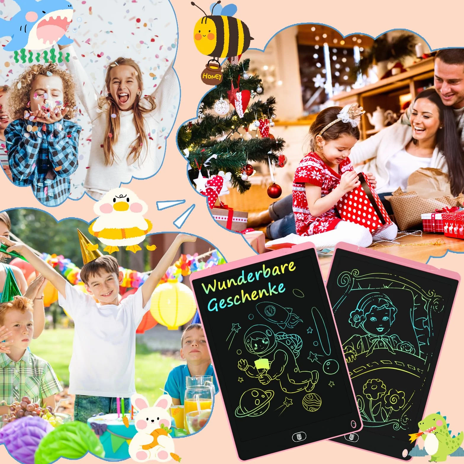 12 cali Kolorowy LCD Writing Board, Electight Drawing Board z Lock & Erase Function, Eye Protection Scribble Pad, Zabawki i Prezenty dla Dzieci i Dorosłych w Domu, Szkole, 2 Pack Różowy