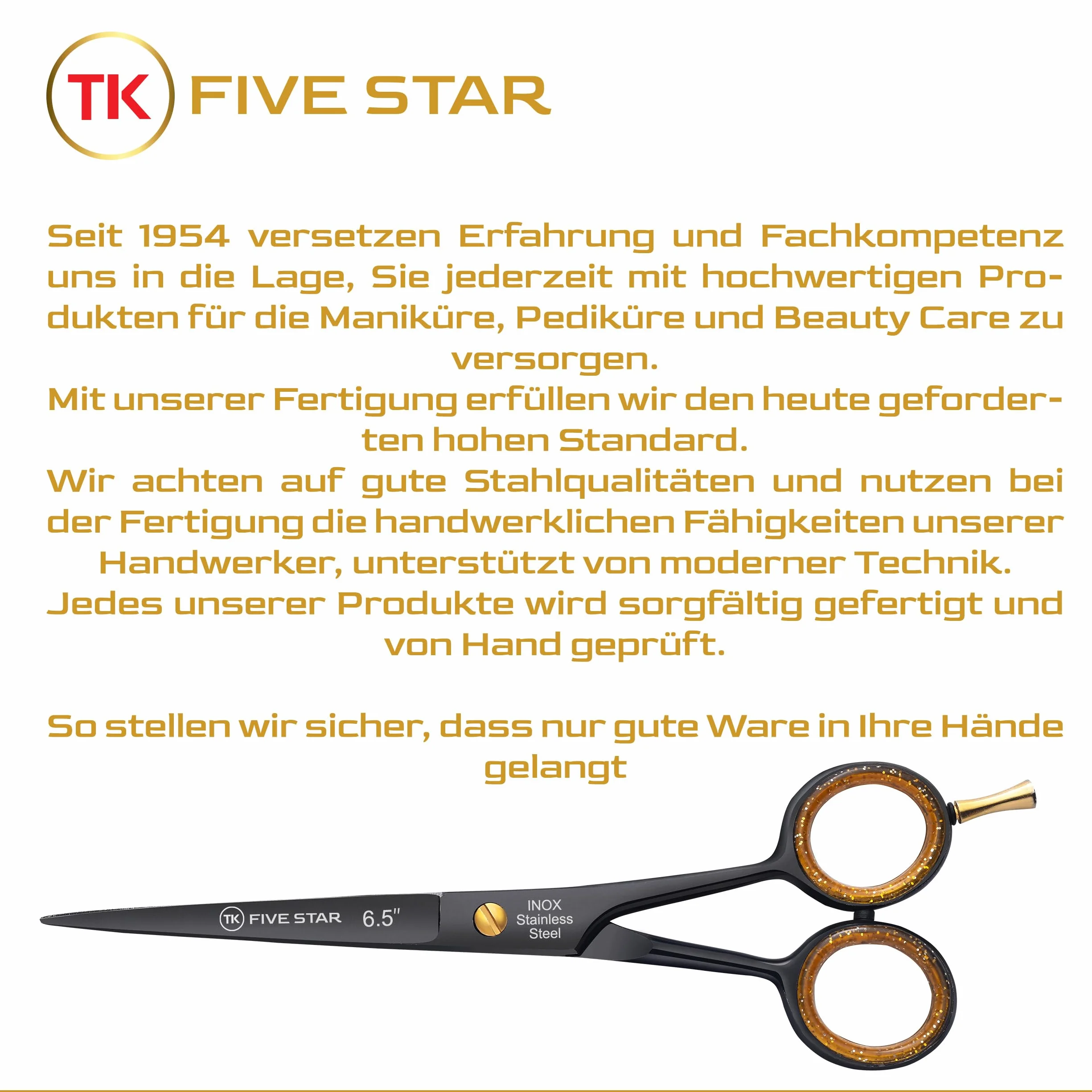 TK FIVE STAR Midnight Premium 6,5" bardzo ostre nożyczki fryzjerskie, nożyczki do strzyżenia włosów dla kobiet, mężczyzn, fryzjerów i dzieci, do delikatnych i mocnych włosów, mikroząbkowane
