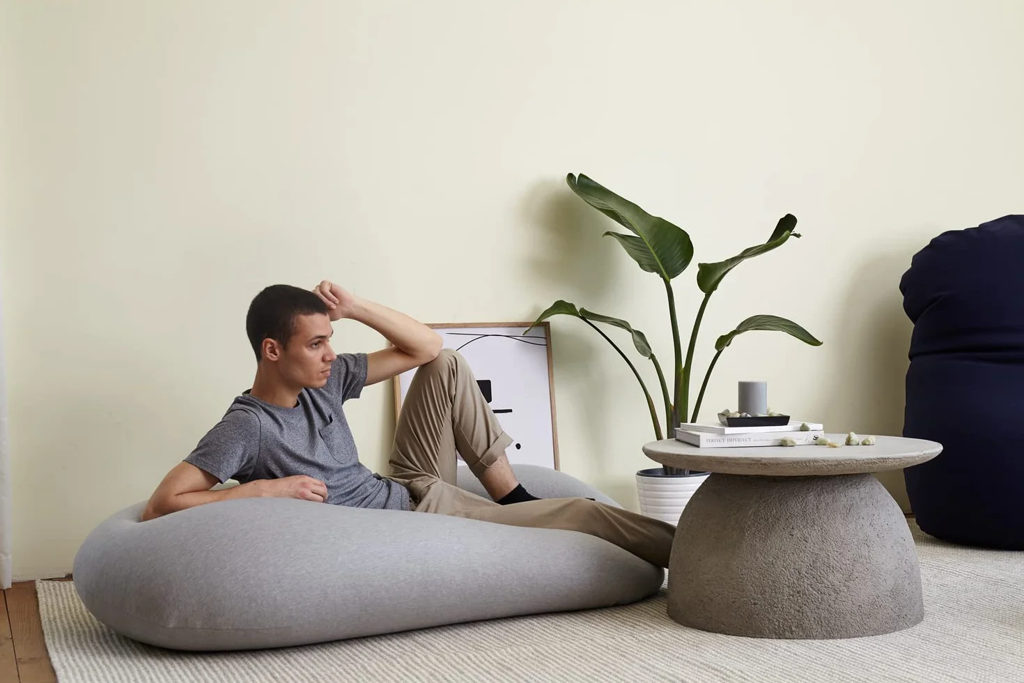 Lumaland Flexi Comfort worek do siedzenia Big | Elastyczne premium bean bag | 155 x 100 cm poduszka do siedzenia | Idealny do leżenia lub siedzenia | Fotel i sofa dla dzieci i dorosłych [jasnoszary]