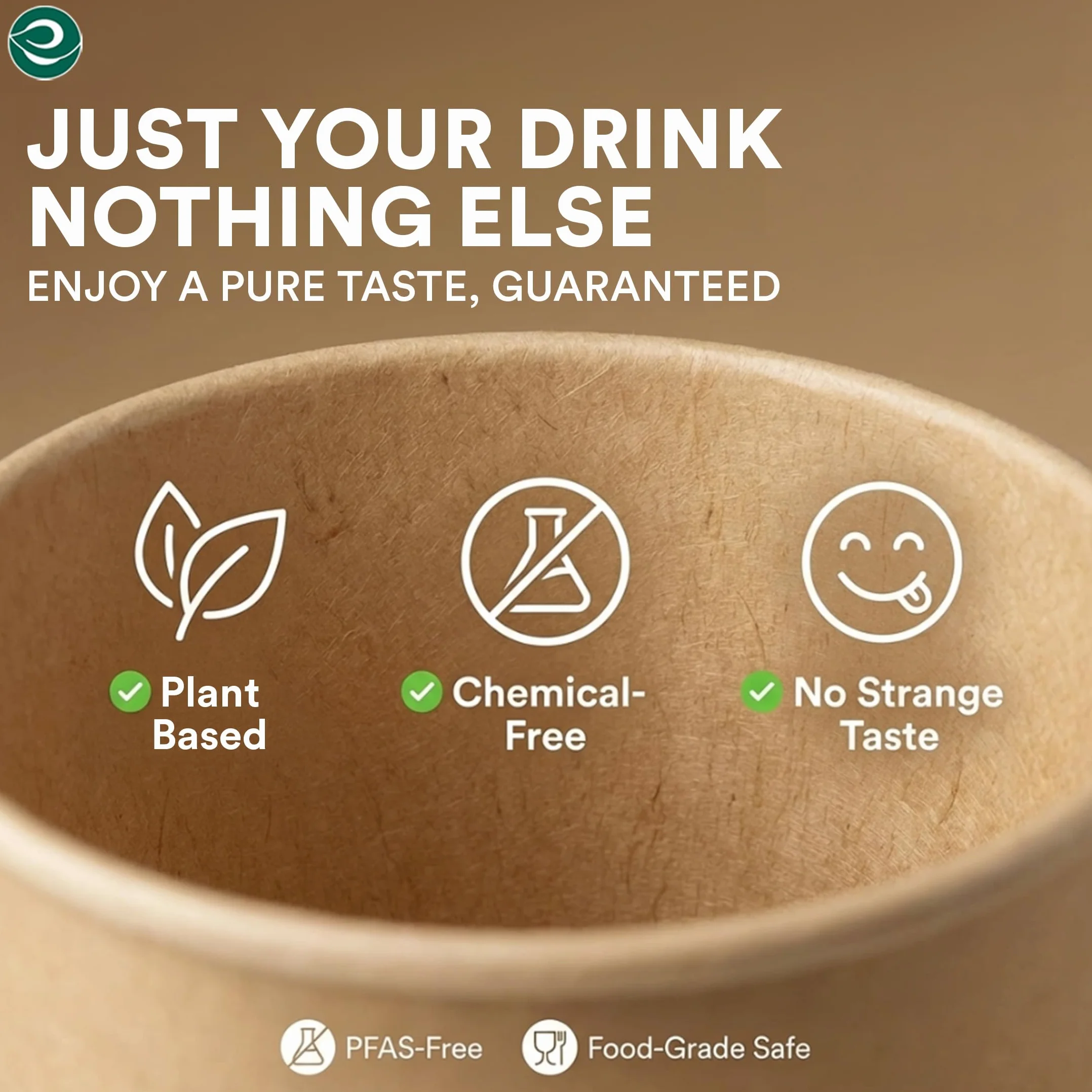 ECO SOUL W 100% kompostowalne kubki na bazie roślin (bez PFAS) 473 ml z kompostowalnymi rękawami i pokrywkami, 100 sztuk, jednorazowe papierowe kubki | przyjazne dla środowiska kubki, wytrzymałe,