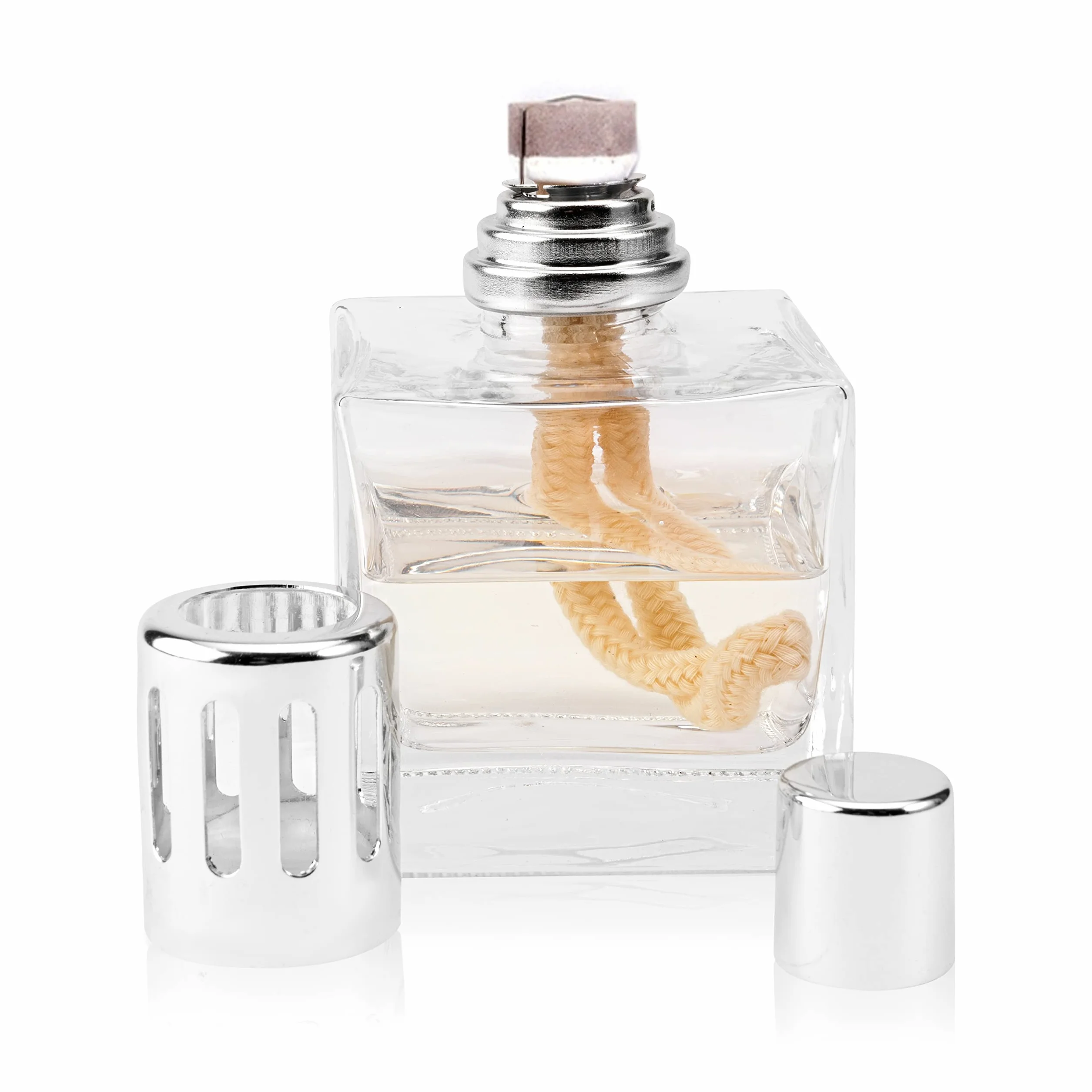 KAZIS® I Lampa Katalyticzna Cube I Palnik Olejkowy I Szkło I XL I Pojemność 150 ml I Przezroczysty Kubik