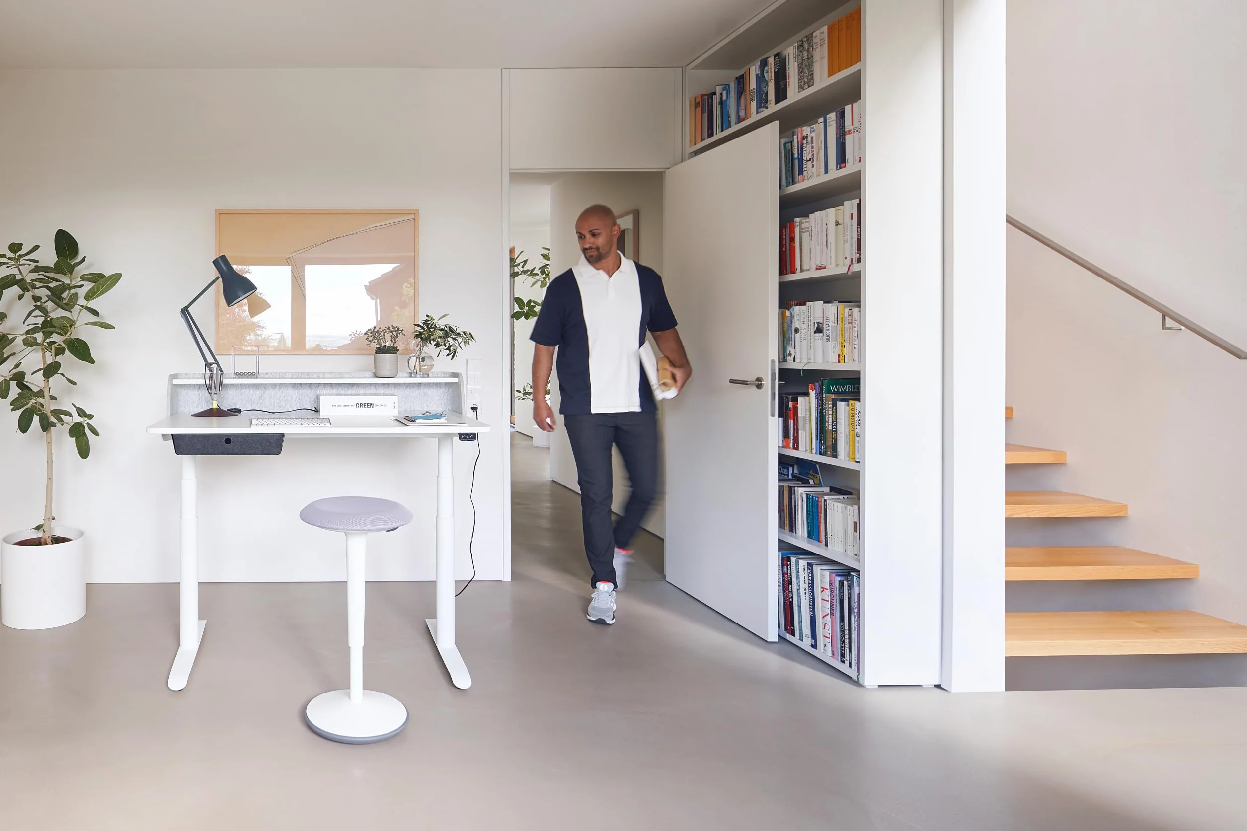 Sedus Se:fit, ergonomiczny taboret, stołek stojący, pomoc w stanie, niebieski, szary, tworzywo sztuczne, gumowa podstawa, 53-80 cm, regulacja wysokości