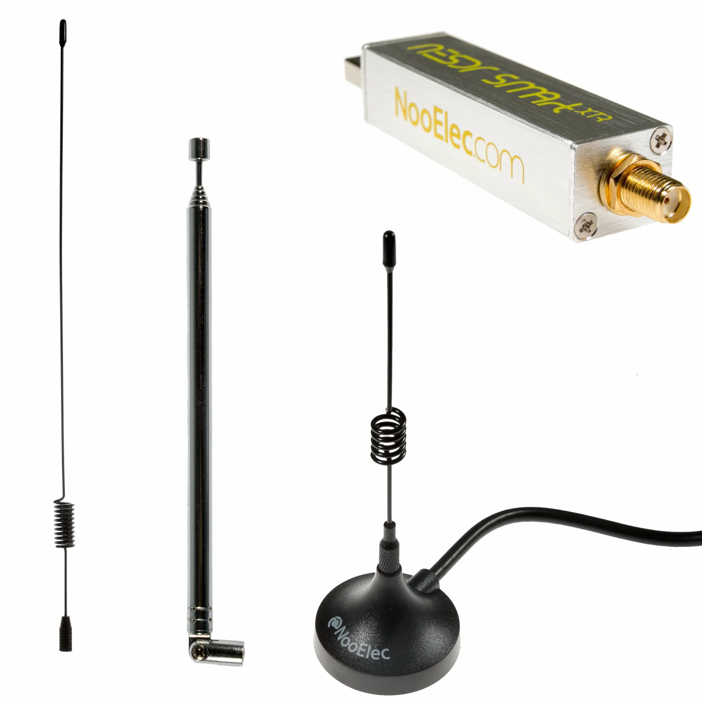 NESDR SMArt XTR HF Bundle: 300Hz-2.3GHz Software Defined Radio Set for LF/HF/UHF/VHF. Zawiera NESDR SMArt XTR RTL-SDR, zmontowany konwerter Ham It Up Plus, 3 anteny, balun, adaptery i kable
