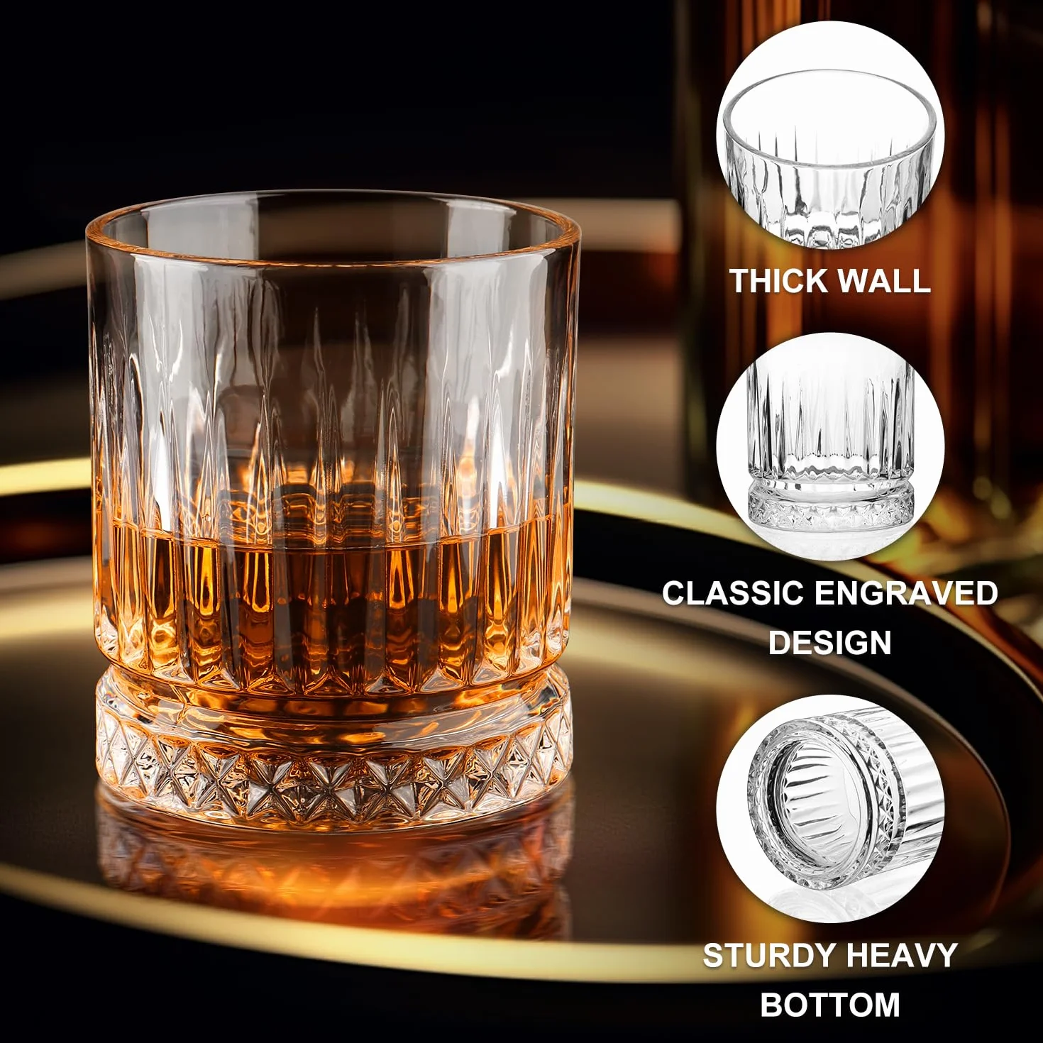 Zestaw 6 szklanek do whisky 330 ml staromodne ciężkie szkło