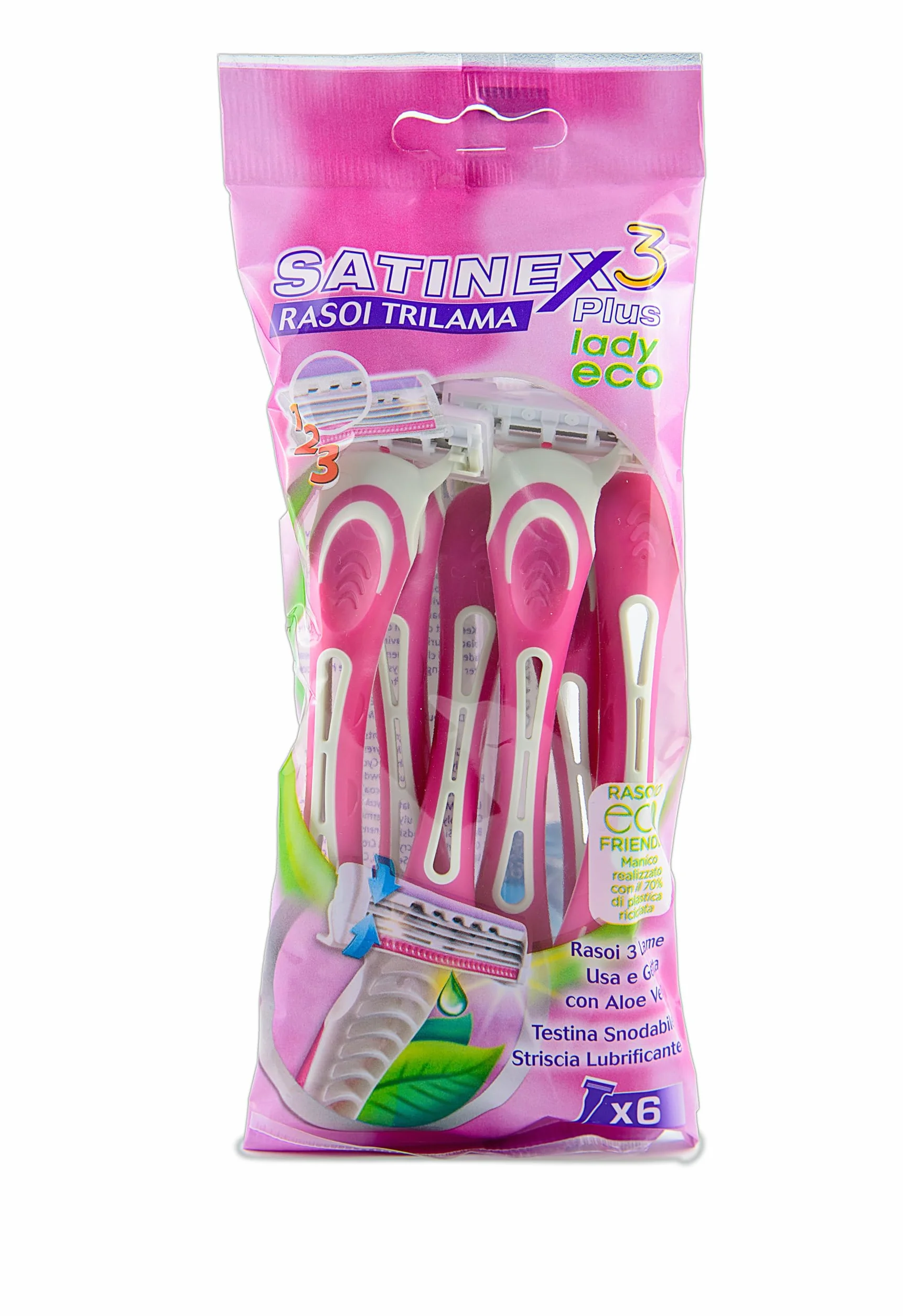 Satinex Zestaw 6 maszynek do golenia Trilama jednorazowego użytku dla kobiet - 60 ml