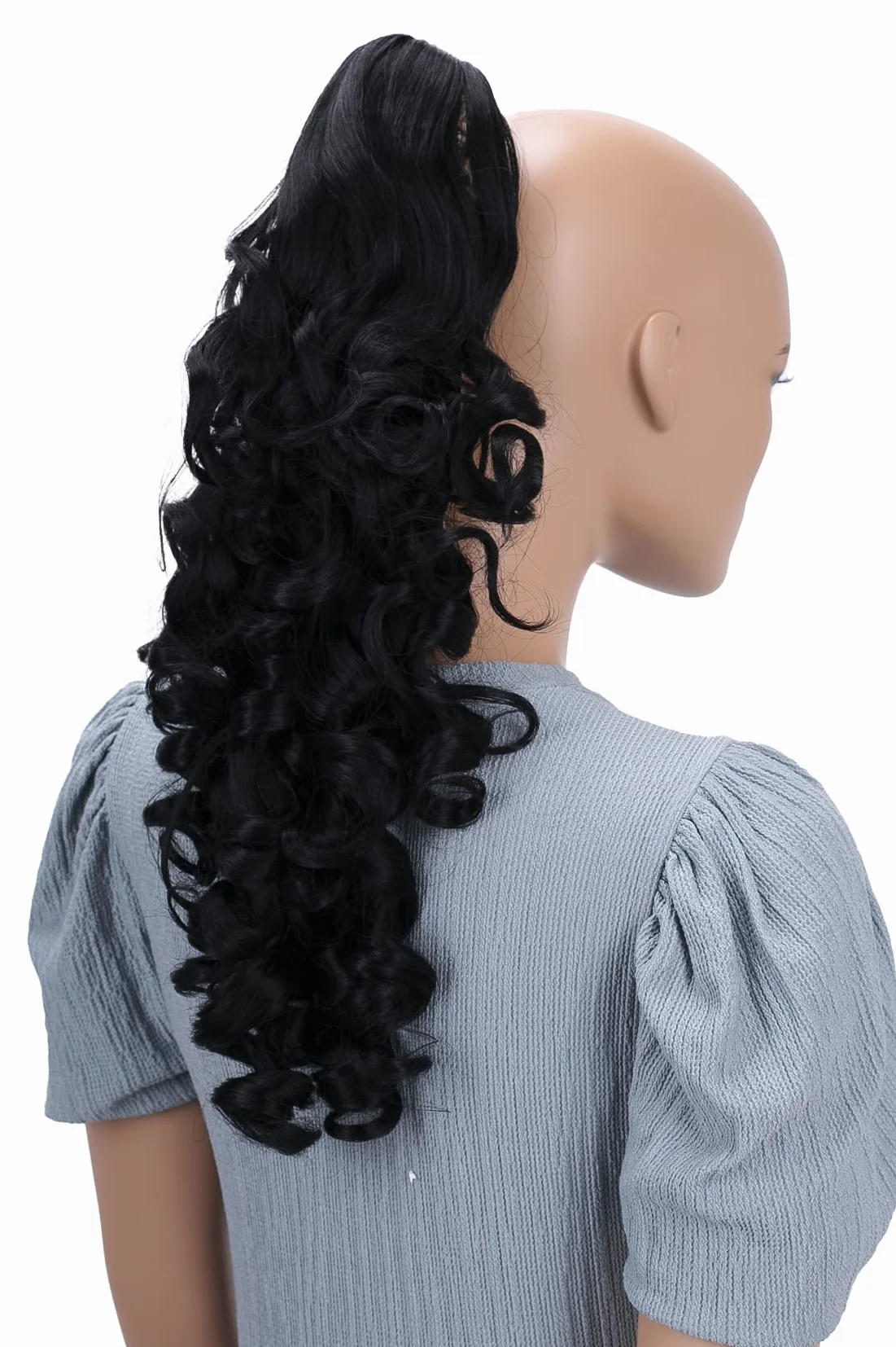 CAISHA 50cm Warkocz Kucyk Przedłużanie Włosów Obszernie Faliste Czarny HV1