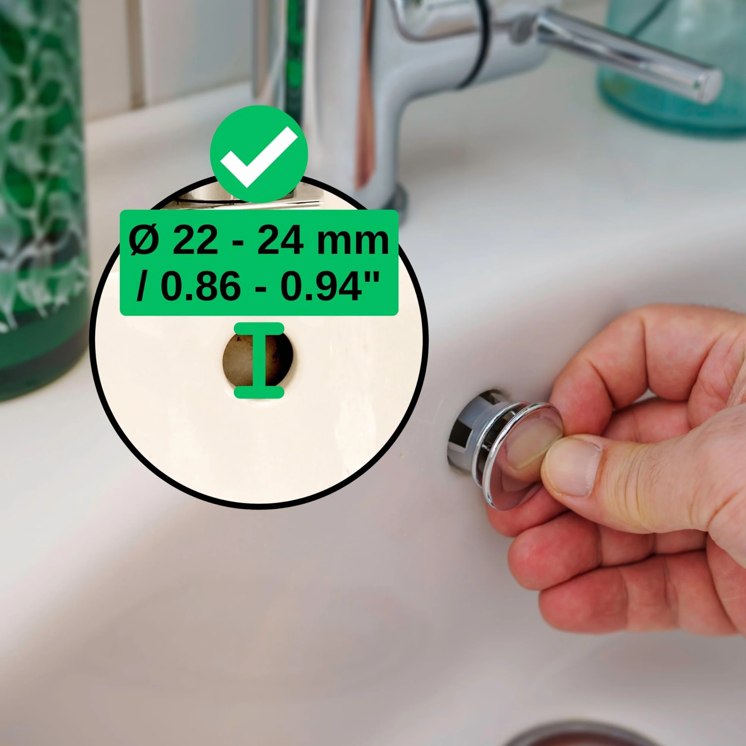 Pokrywa przelewu umywalki chromowana na wysoki połysk Ø 22-24 mm 2 szt ceramiczny korek odpływu