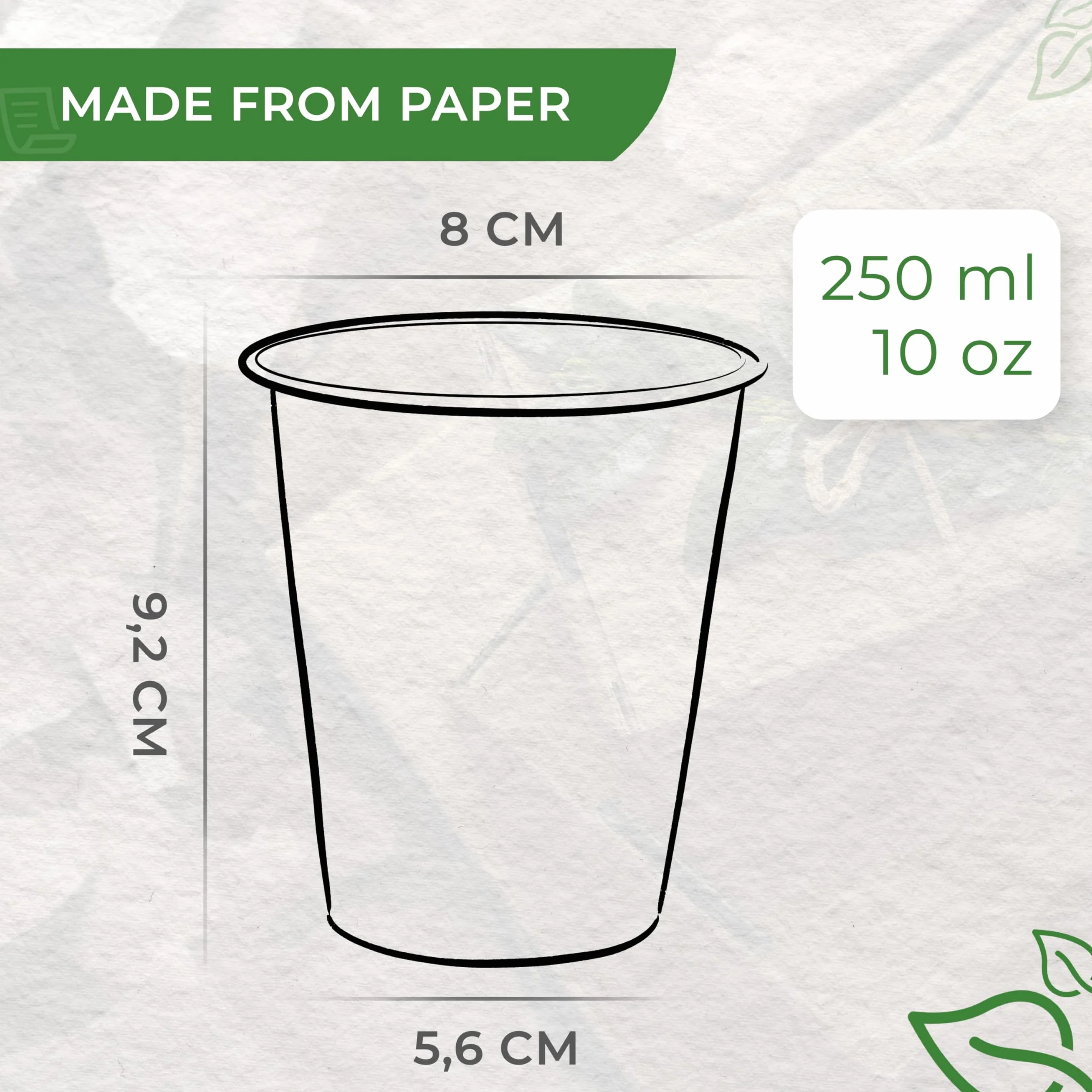 Love Nature Kubki Papierowe Ryflowane 250 ml - 50 sztuk Kubków Jednorazowych do Kawy na Wynos z Brązowego Kartonu - Bez Plastiku Przyjazne dla Środowiska w 100% Biodegradowalne Kompostowalne
