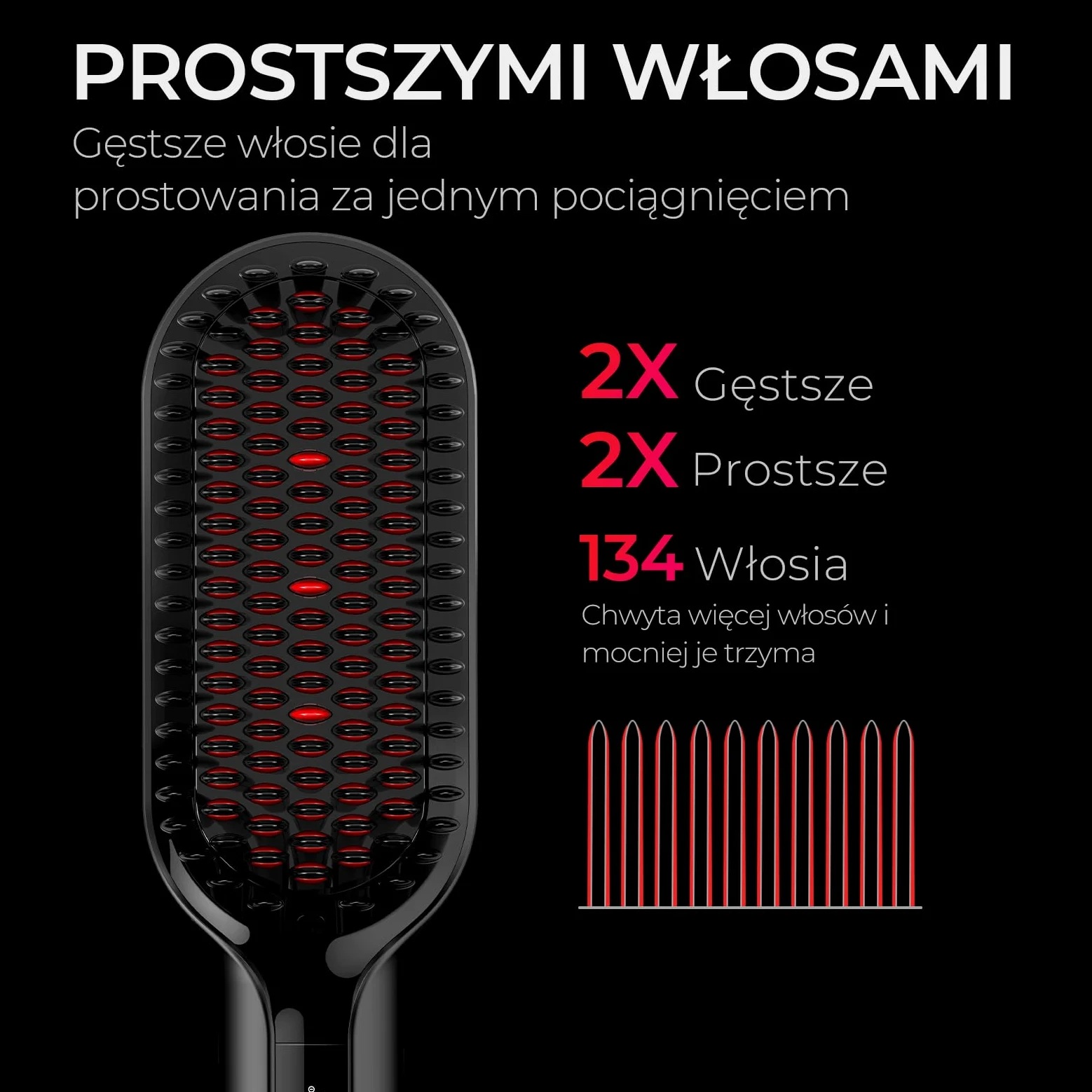 TYMO Ionic Plus Szczotka do Prostowania Włosów, Profesjonalna Prostownica, Szybka Stylizacja, 16 Temperatur, 80-230 ℃, Wyświetlacz LCD, Podwójne Napięcie, Szybkie Nagrzewanie, Zapobiega Oparzeniom
