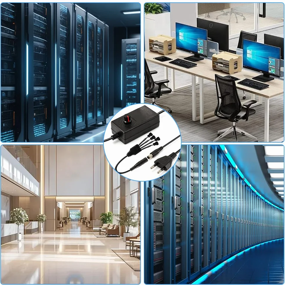 4-pinowe sterowanie wentylatorem PWM z kablem rozgałęźnikowym 1 na 4 - kontroler wentylatorów, regulator PWM - 100–240V AC do 3–12V DC, ręczna regulacja prędkości dla PC, urządzeń