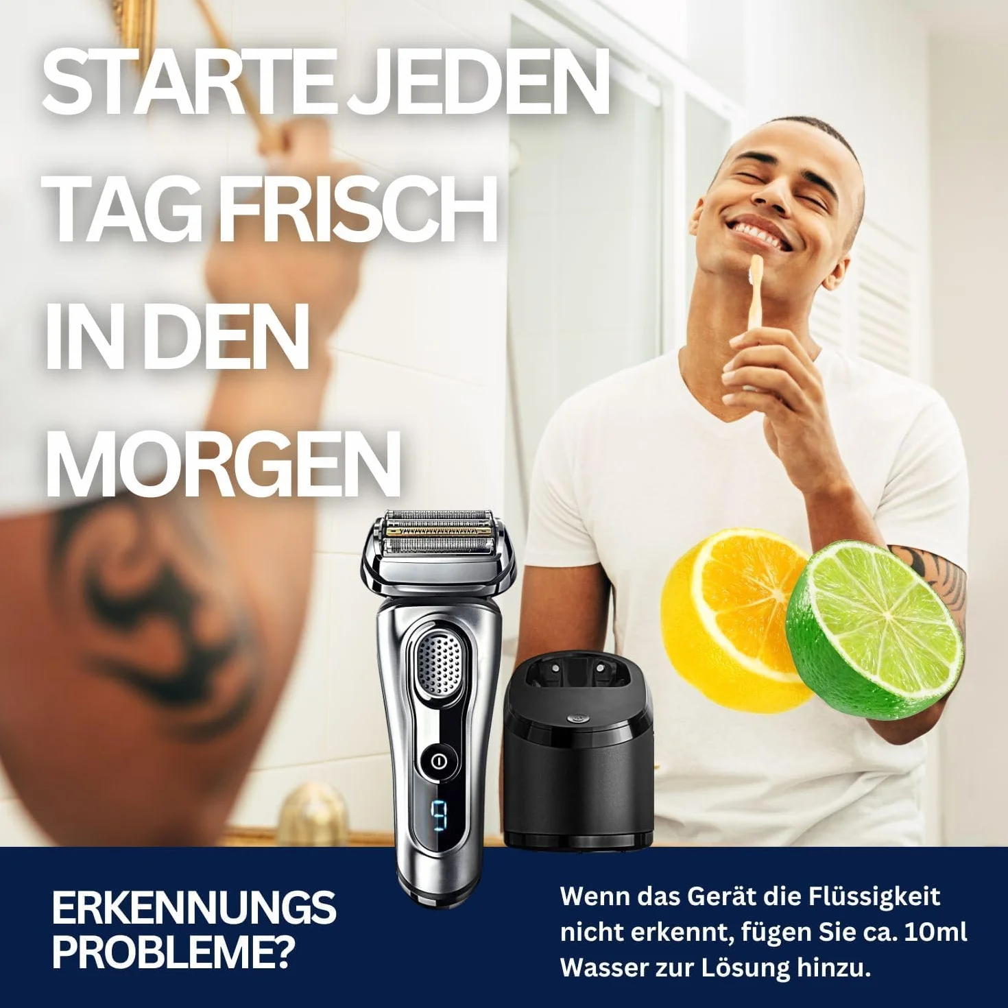 środek czyszczący do głowic - Kompatybilny z wkładami Braun Clean & Renew - Wkłady czyszczące Braun Series 9 - Środek czyszczący do głowic Braun - 1L