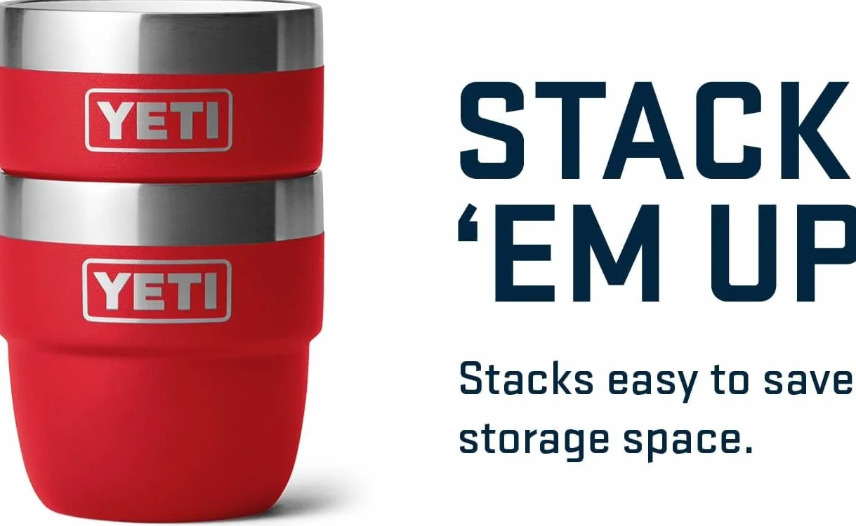 YETI Rambler Espresso Cup 2 Pack 4 oz Vacuum Insulated Stainless Steel Stackable Rescue Red