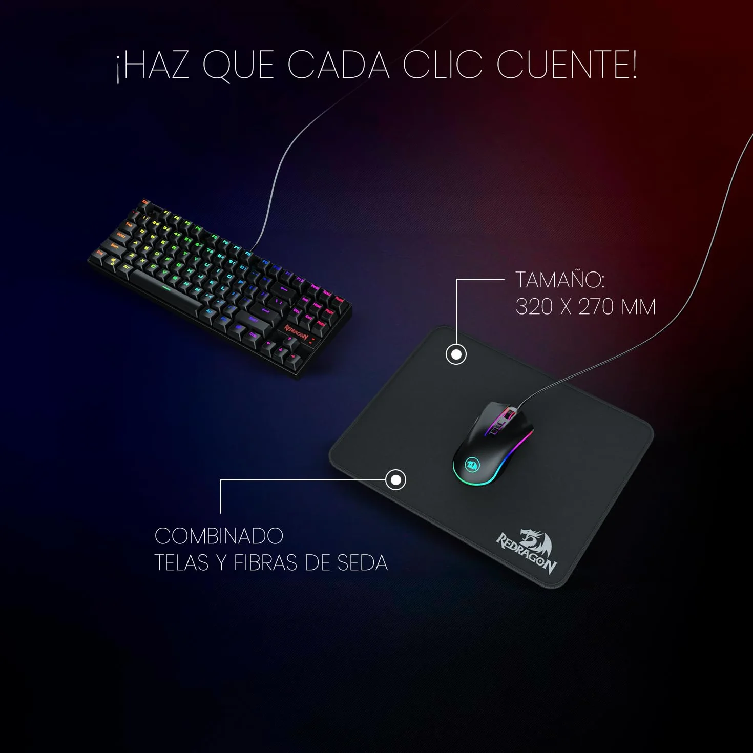 Redragon P030 Flick M Mousepad, dla myszy, z wszytymi krawędziami, wodoodporny, do pracy, gier, biura, domu