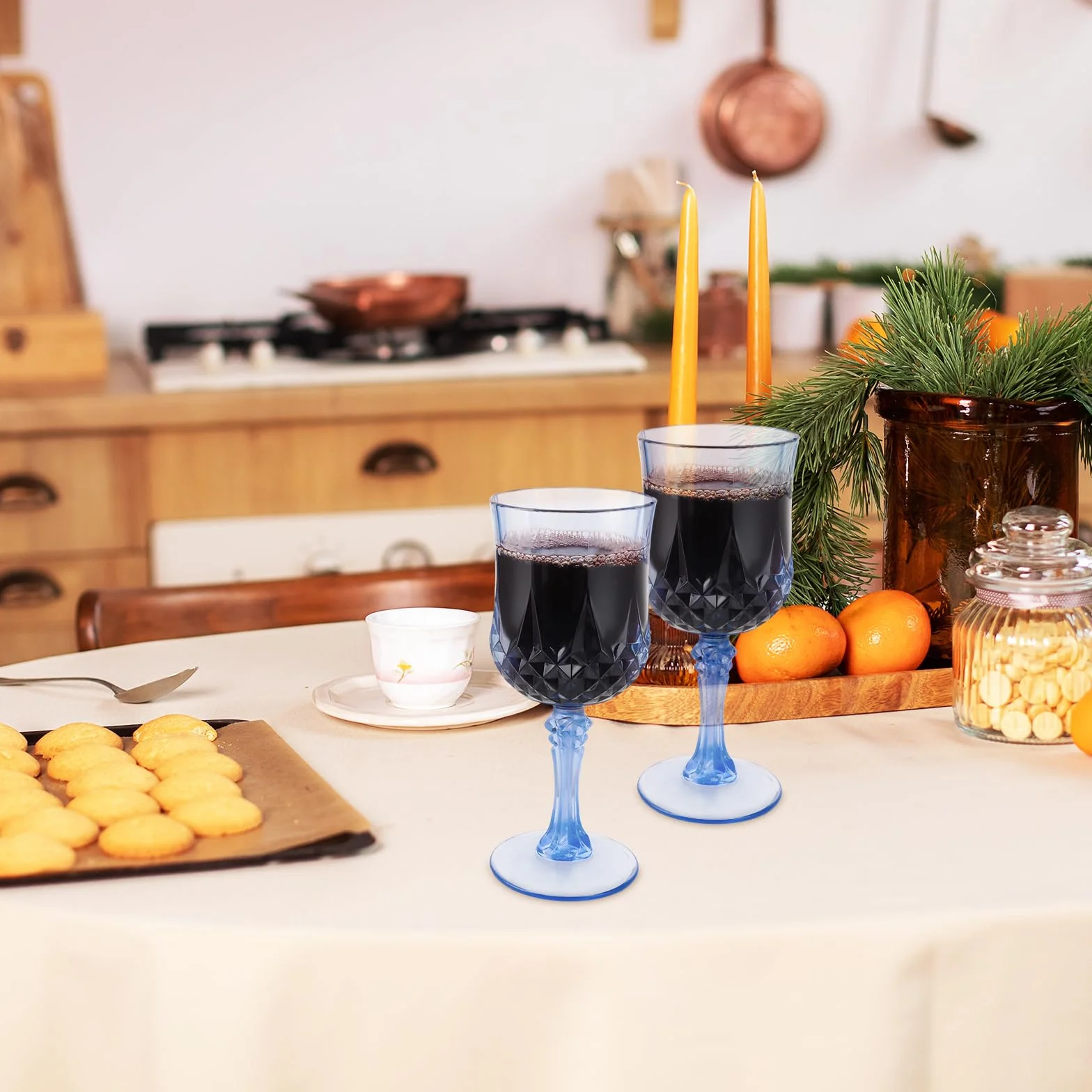 12 sztuk kieliszków do wina z tworzywa sztucznego 200 ml, niebieskie kieliszki do wina, tworzywo sztuczne, z wytłoczonym tłoczeniem, na kemping, z trzonkiem, wielokrotnego użytku, plastikowe