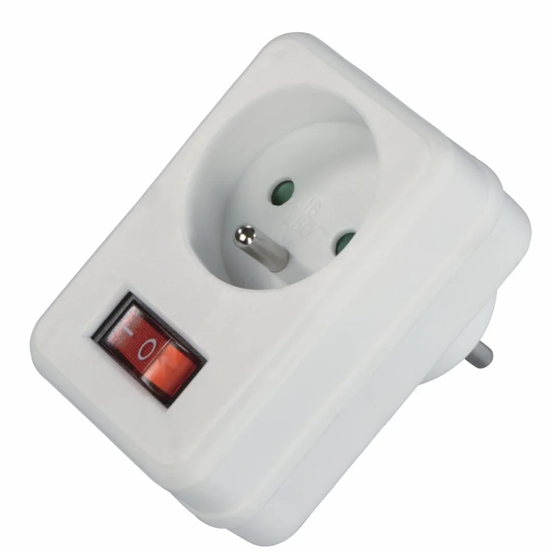 Hama gniazdo sieciowe z wyłącznikiem (adapter, przełącznik, 250V, 16 A, włącznik, wyłącznik, do gniazdka, kontaktu) biały