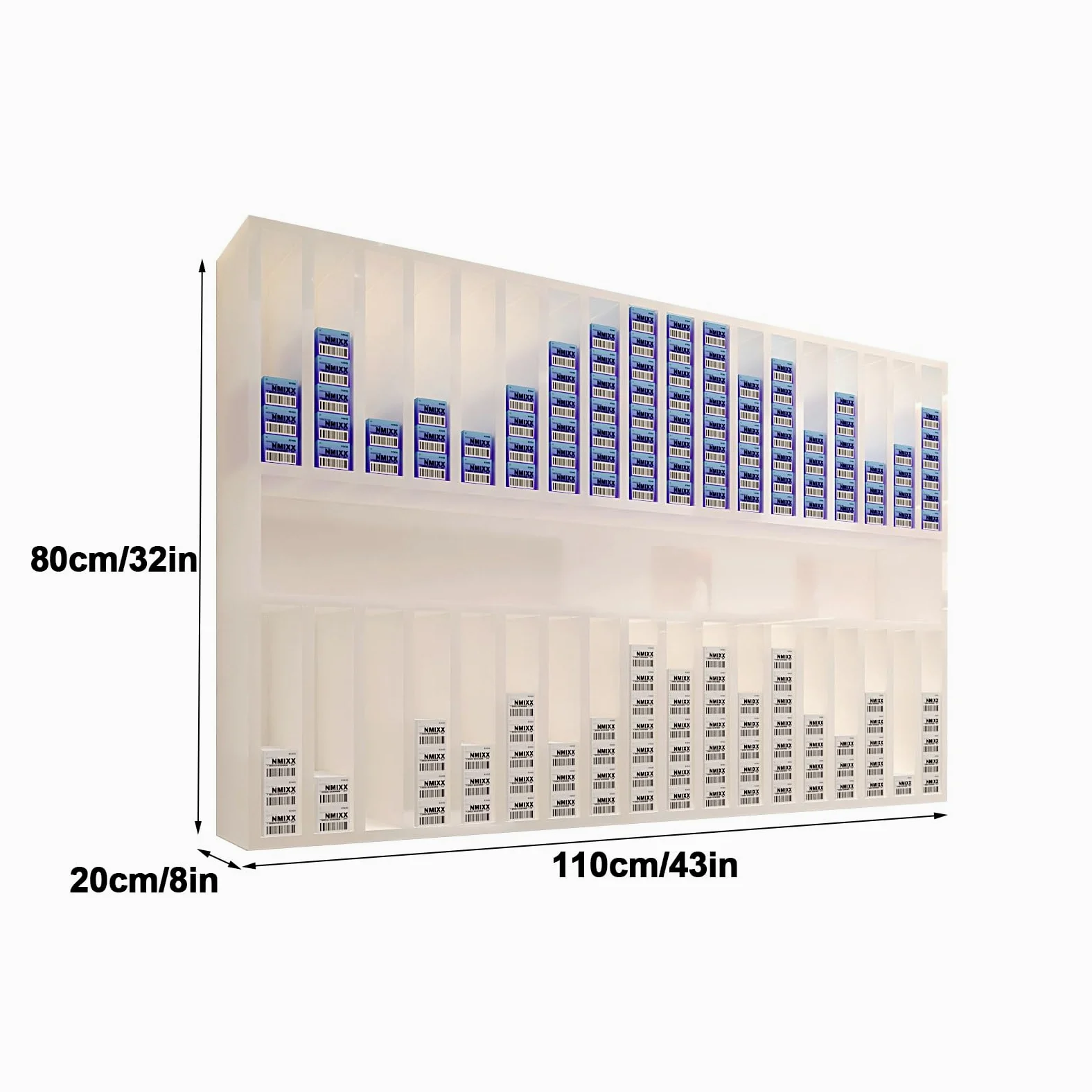 Stojak na Kosmetyki do Włosów, 2 Poziomowy Stojak na Kosmetyki do Włosów, ścienny Stojak na Kosmetyki do Włosów, do Salonu Kosmetycznego, Domowego Spa(White,80x20x110cm/32x8x43in)