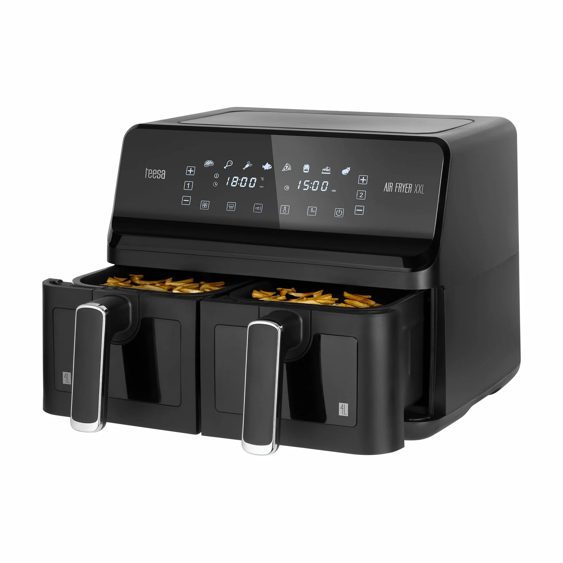 Teesa Frytkownica Beztłuszczowa XXL 2700W Dwukomorowa 2x4L AIR FRYER DUAL POT Wyświetlacz LCD 7 Programów