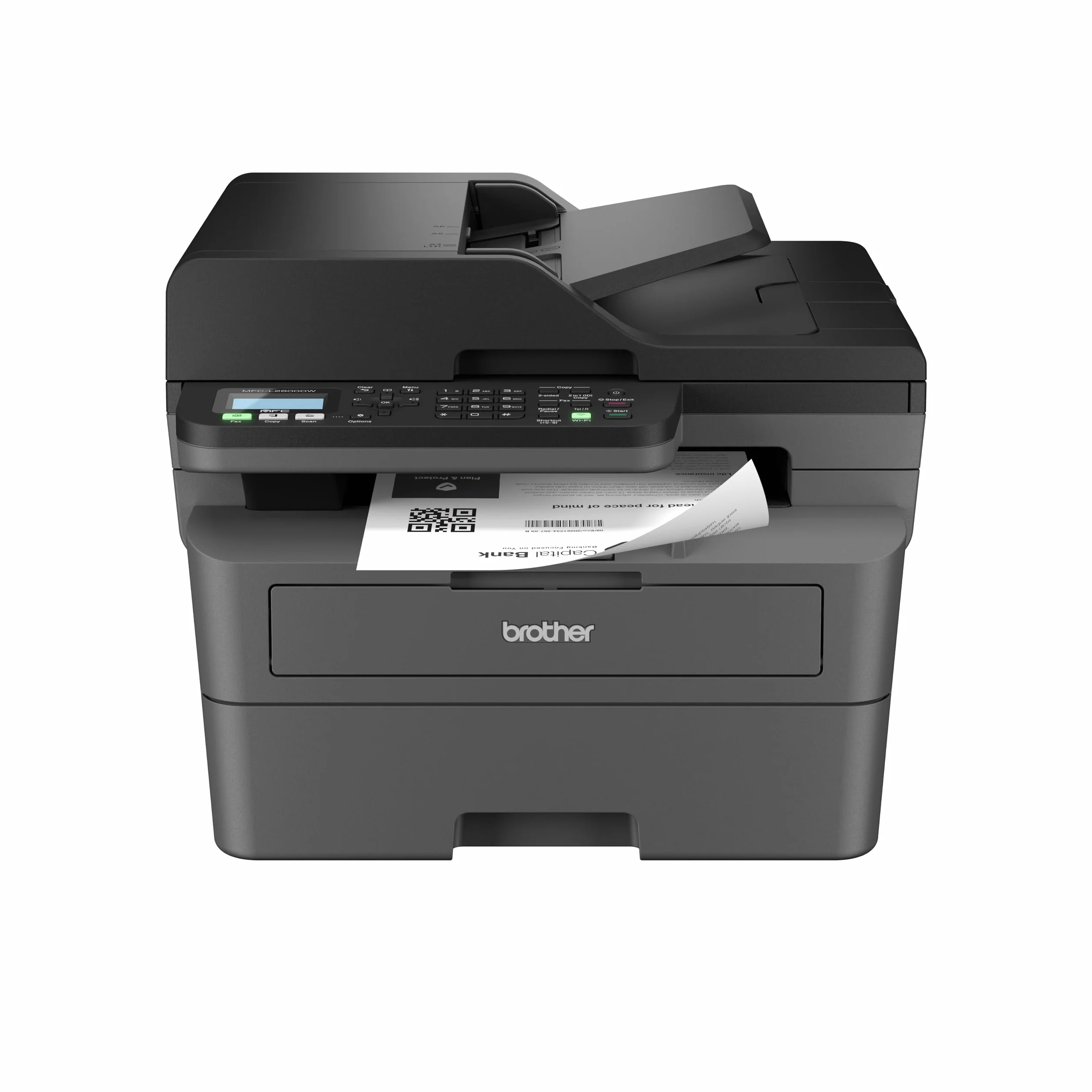 Brother MFCL2800DW, monochromatyczne urządzenie wielofunkcyjne WiFi z faksem, automatyczne drukowanie dwustronne i 50 arkuszy ADF