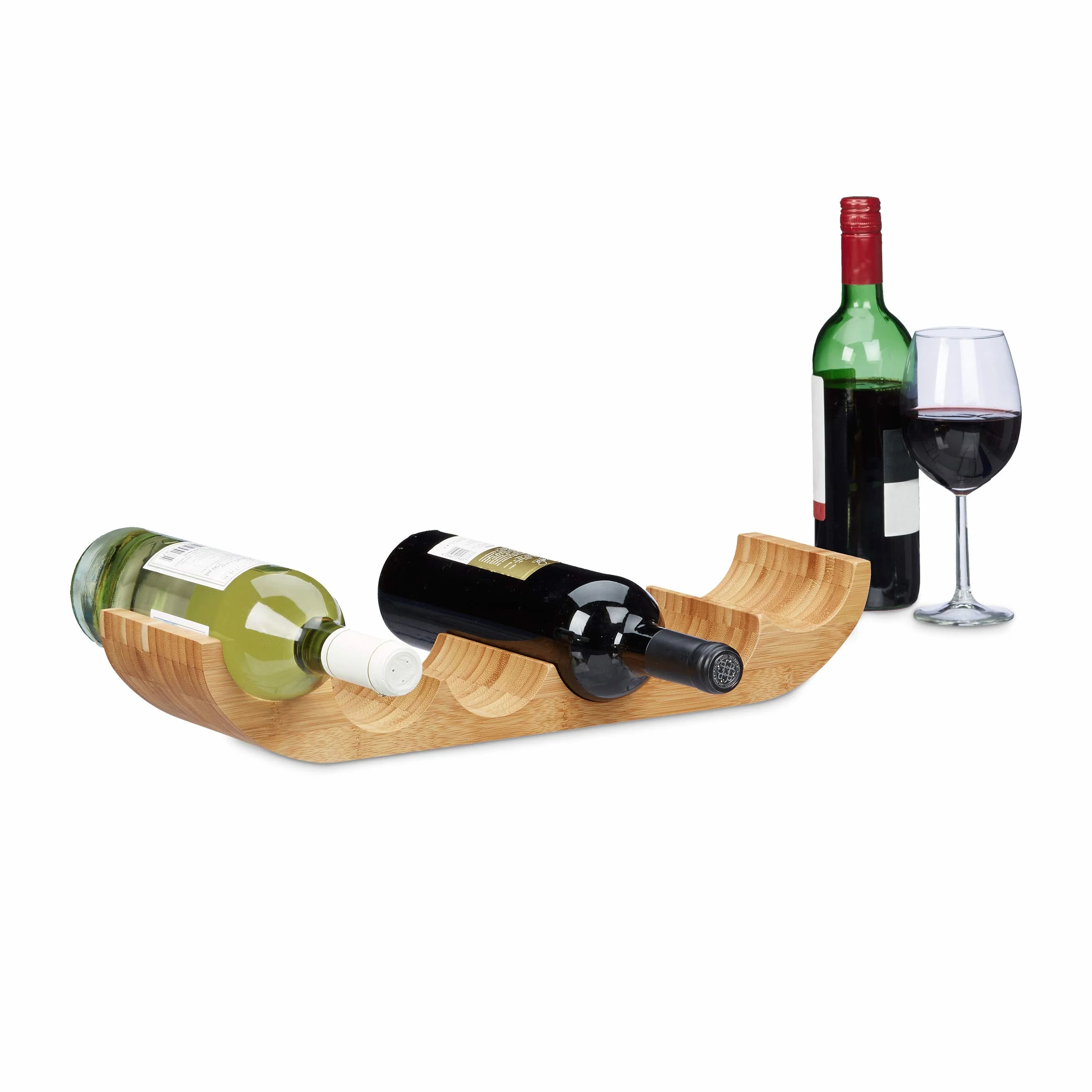 Relaxdays Regał na wino bambusowy na 6 butelek 8x47,5x11,5 cm naturalny