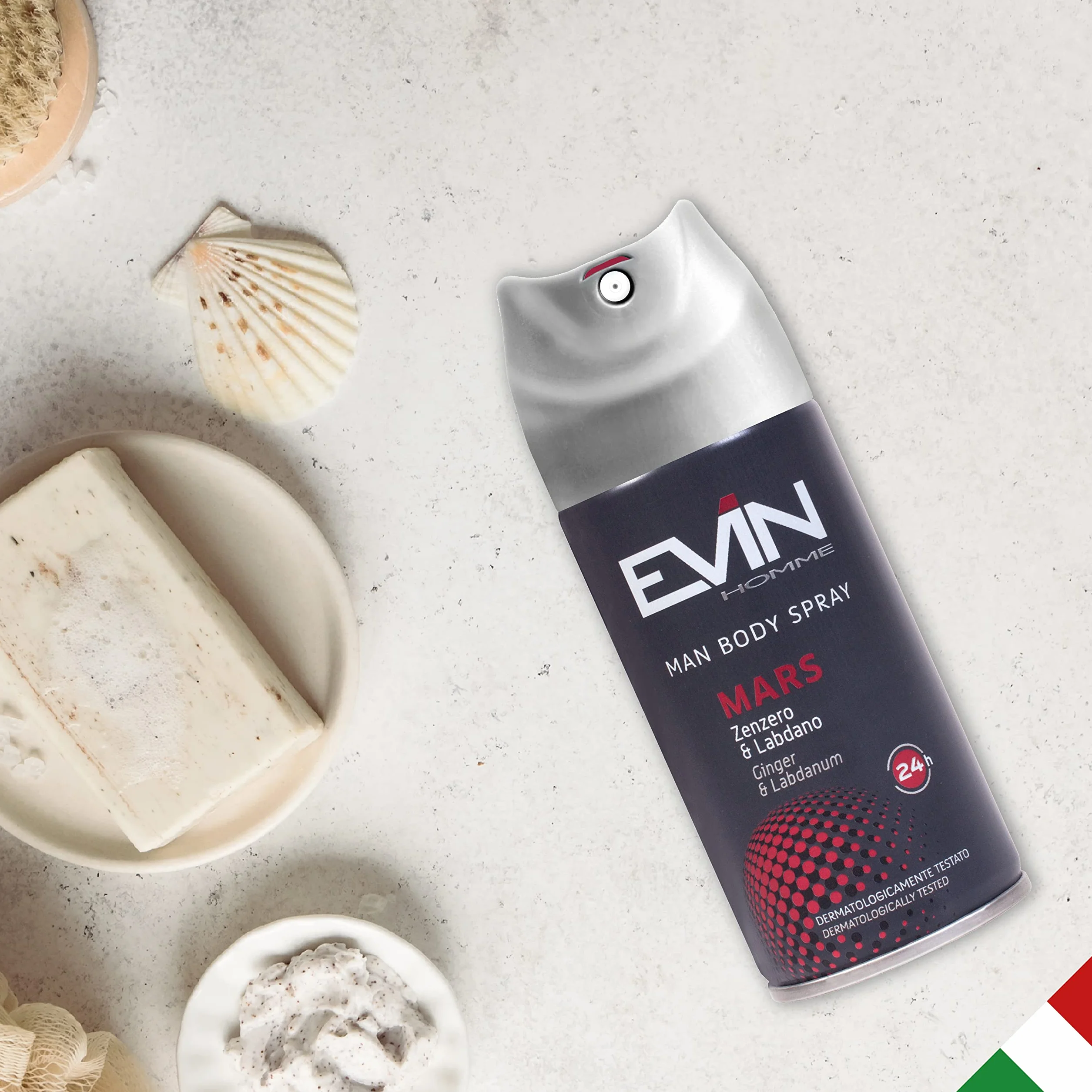 EVIN HOMME | 24 Dezodoranty Męskie Spray, Imbir i Labdano, Trwałość 24h, 150 ml