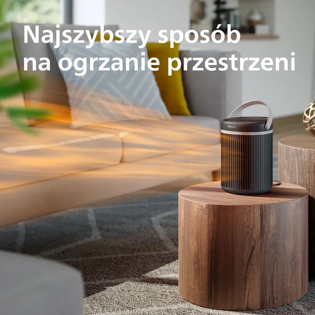 Philips Serii 3000 Termowentylator 2000 W EcoAI Oszczędność 50% Aplikacja Cicha Praca 24 dB(A) Oscylacja 45° Ciemnoszary CX3120/01