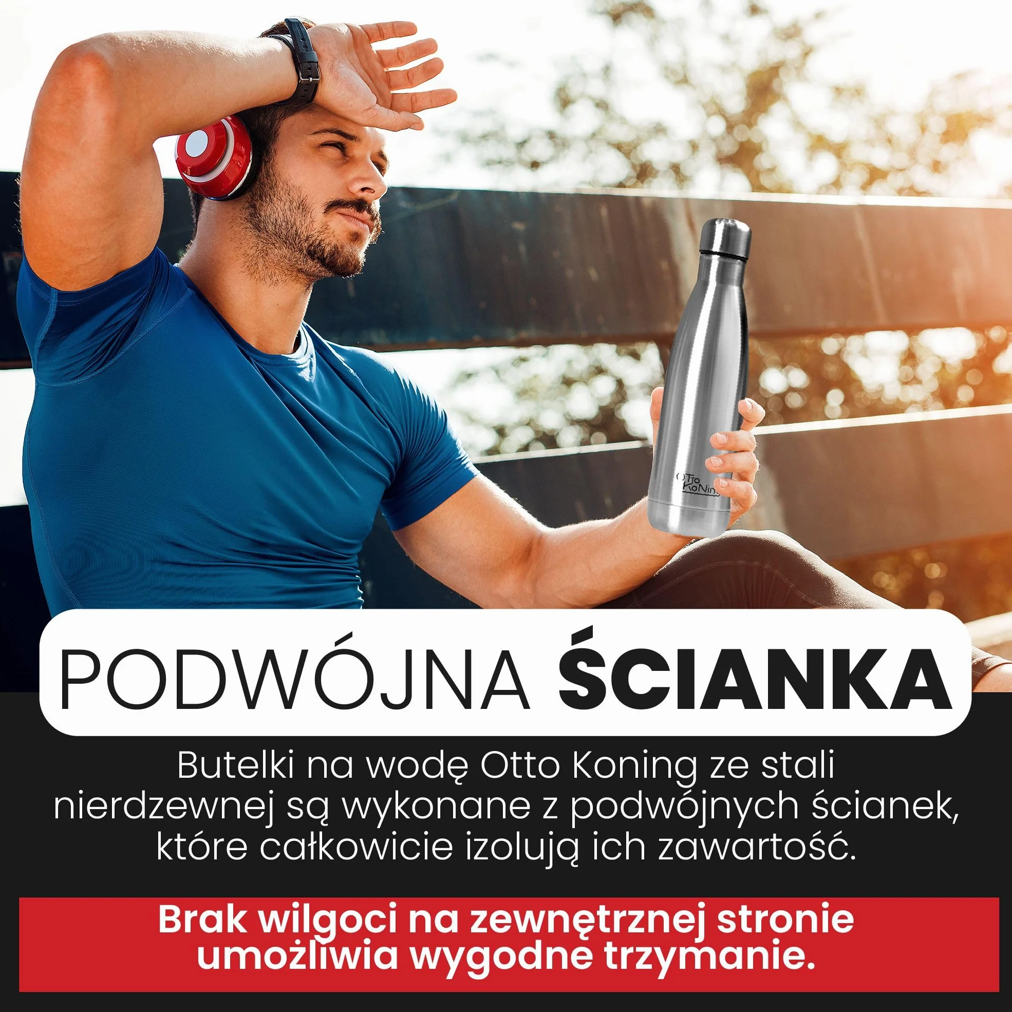 Otto Koning Butelka na wodę ze stali nierdzewnej 500 ml termos izolowany próżniowo