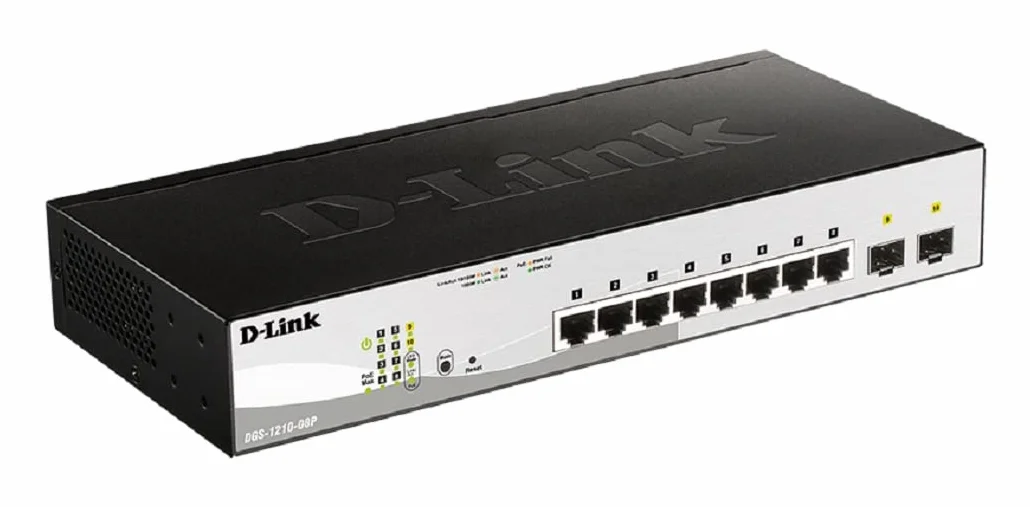 D-Link DGS-1210-08P/E Gigabit Smart Switch (8-portowy, 2x SFP, 65 W PoE-budżet)