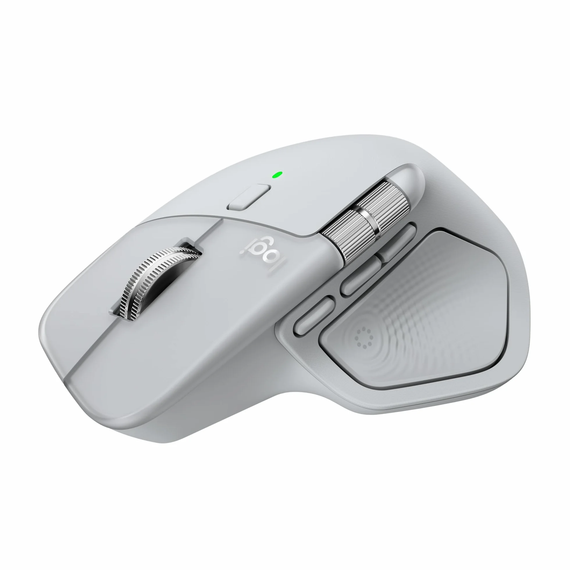 Logitech MX Master 4, ergonomiczna mysz bezprzewodowa z haptyczną informacją zwrotną, błyskawiczne przewijanie, ładowanie USB-C, Bluetooth, Windows, macOS - Jasnoszary