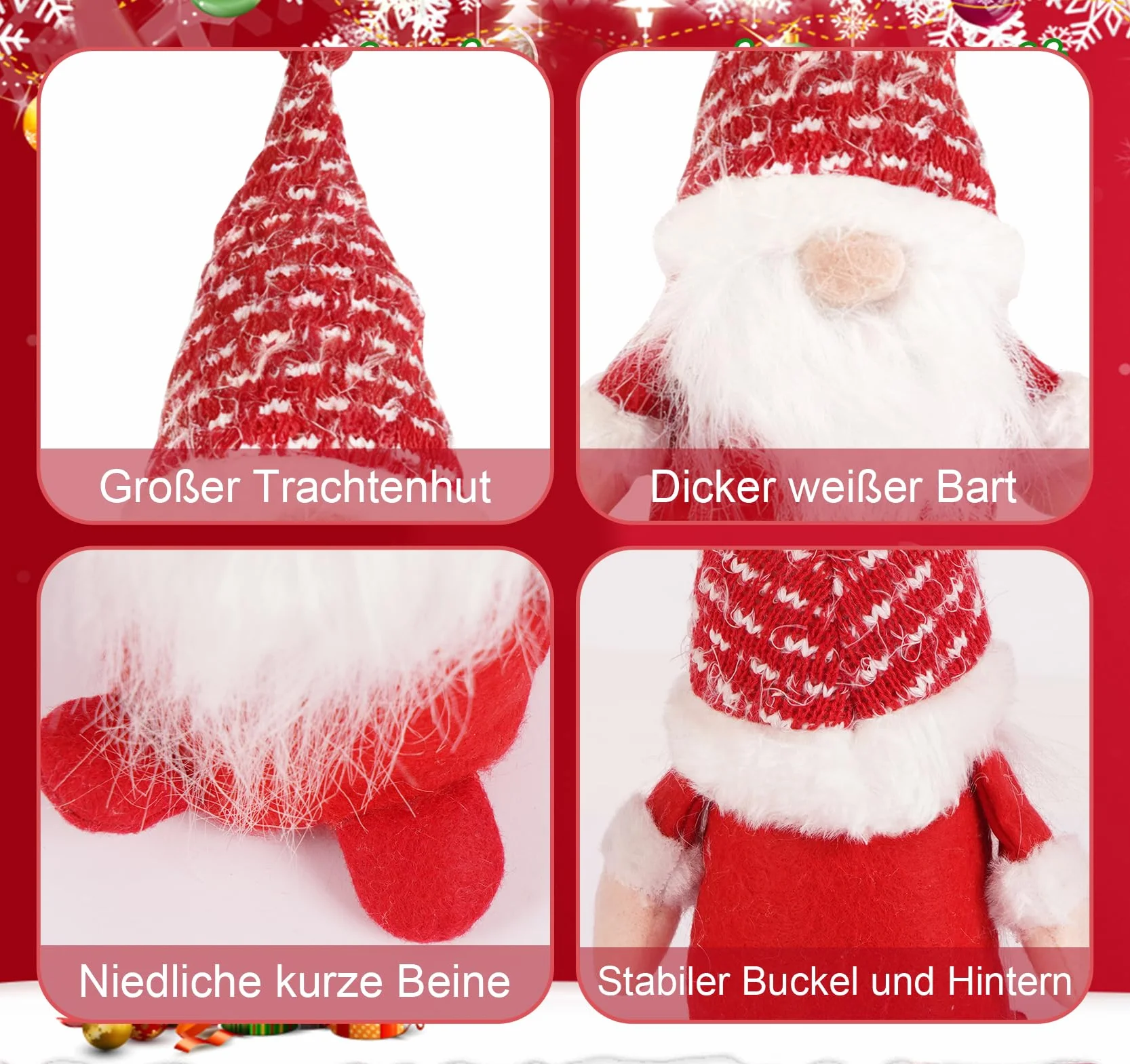 Anstore Wichtel Deko 20 cm świąteczne figurki 8-pack krasnoludków ozdoby bożonarodzeniowe