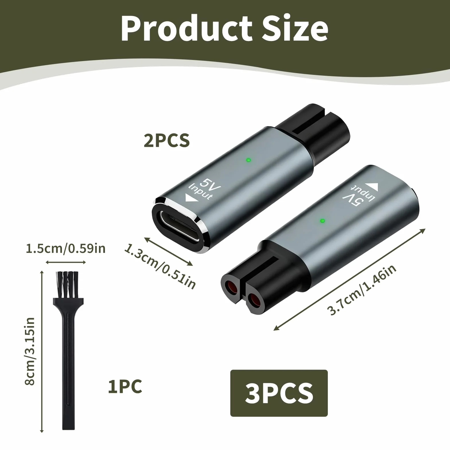 2 x adapter ładowarki 5 V, 1,5 A, USB C, kompatybilny z golarką Philips QP2734, QP2724, QP2834, QP4631, MG7930, MG7950, MG9530, maszynka do golenia, konwerter ładowania USB C