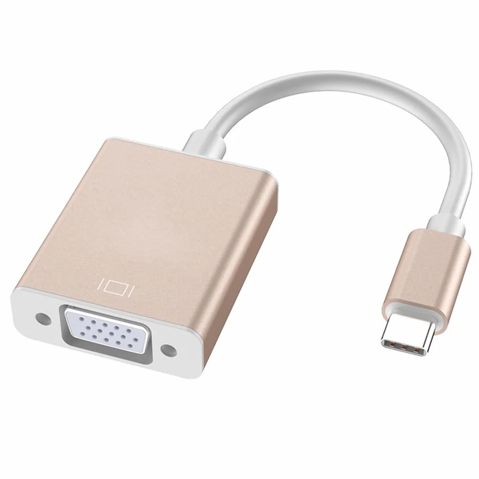Adapter USB C na VGA, adapter Thunderbolt 3 do VGA, kompatybilny z MacBook Pro 2020/2019/2018/2017, MacBook Air 5/4/iPad Pro 2018, ChromeBook, Samsung Galaxy S10/S9/S8, Huawei Mate Book