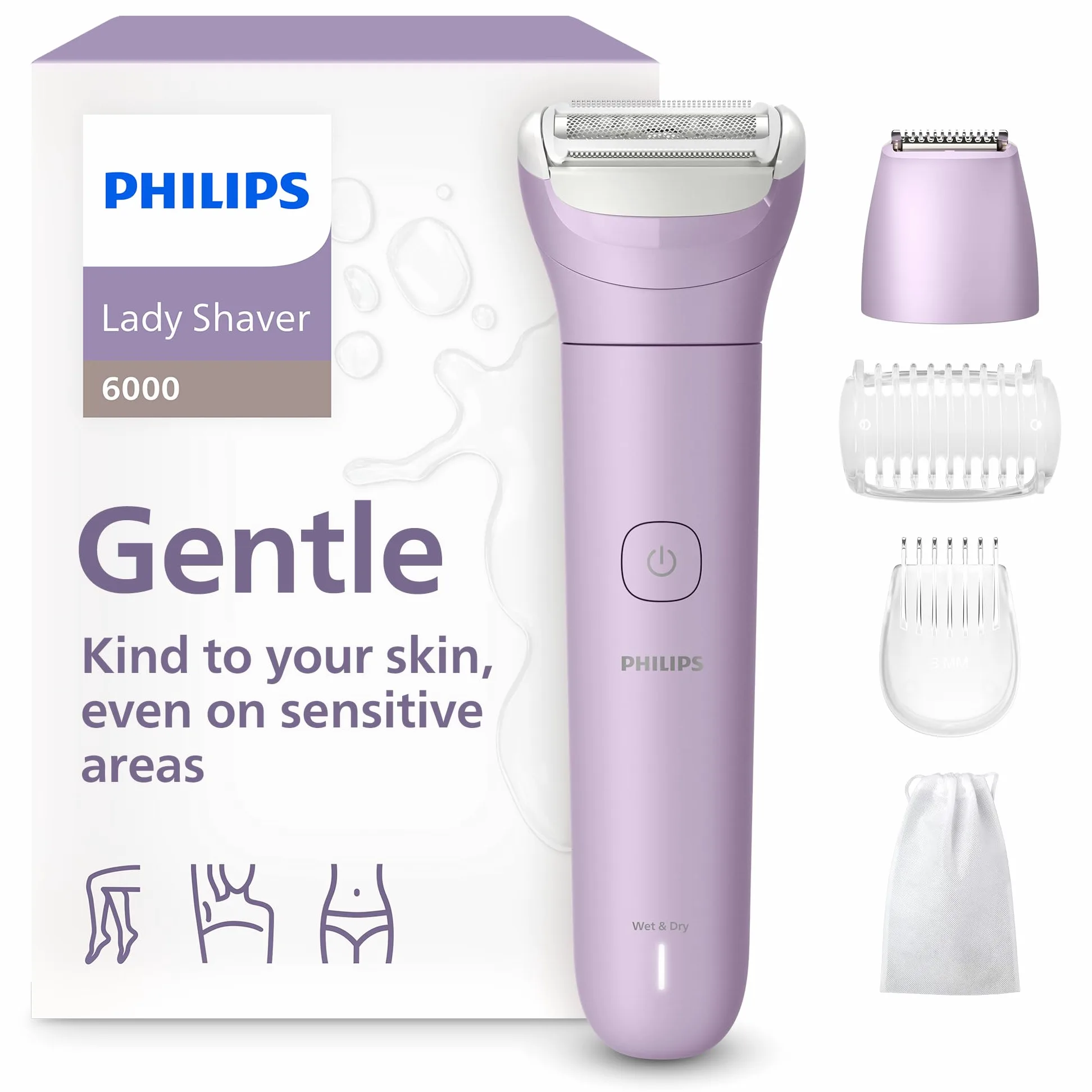 Philips Bezprzewodowa maszynka do golenia na mokro i sucho dla kobiet, nóg, ramion, pod pachami, bikini, na mokro i na sucho, ładowanie USB-A, szybkie ładowanie przy pierwszym użyciu | golarka numer 1