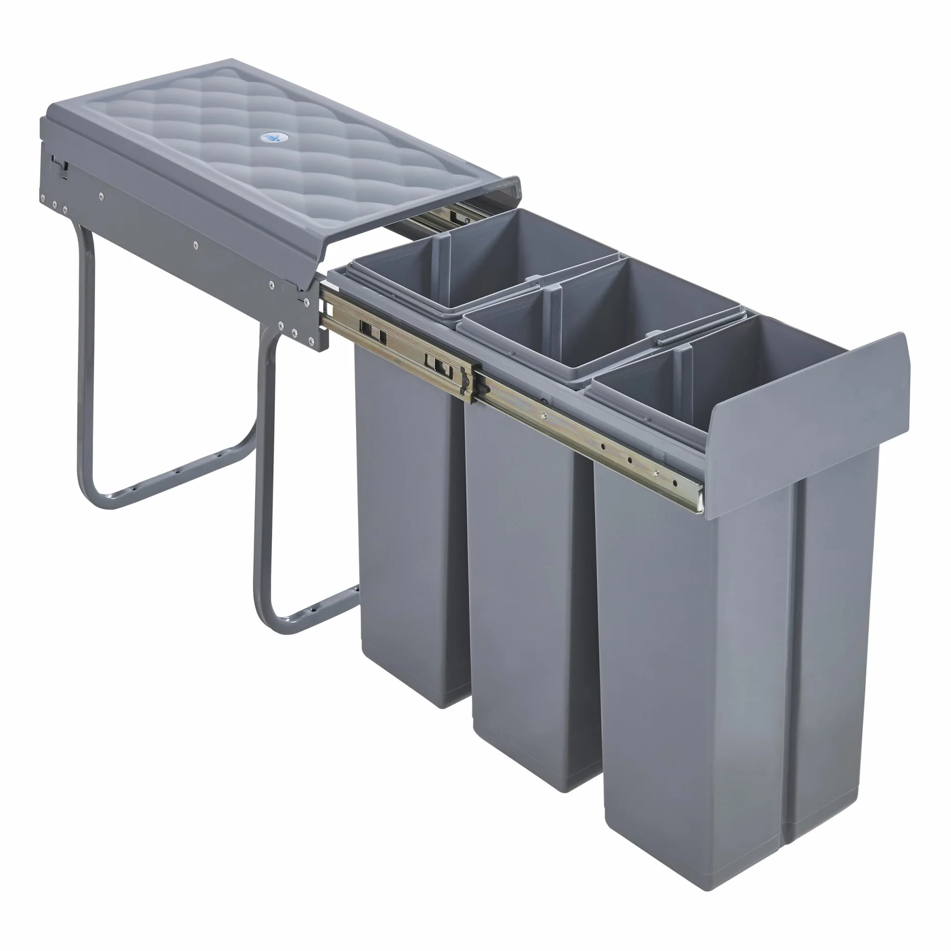 Froland kosz na śmieci wysuwany 3x10L 48x26x42 cm szary