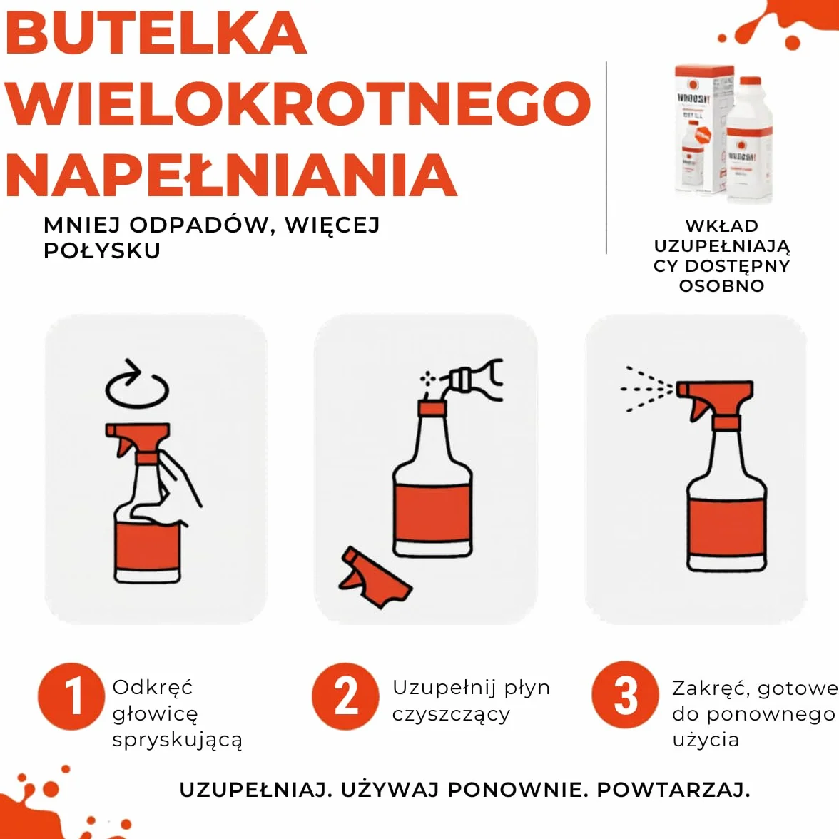 WHOOSH! Screen Shine Pro Spray do Czyszczenia Ekranu 500 ml, Bez Smug, Bez Alkoholu, TV OLED LCD, Monitor, Laptop, Smartphone, Wielokrotnego Napełniania, Ściereczka