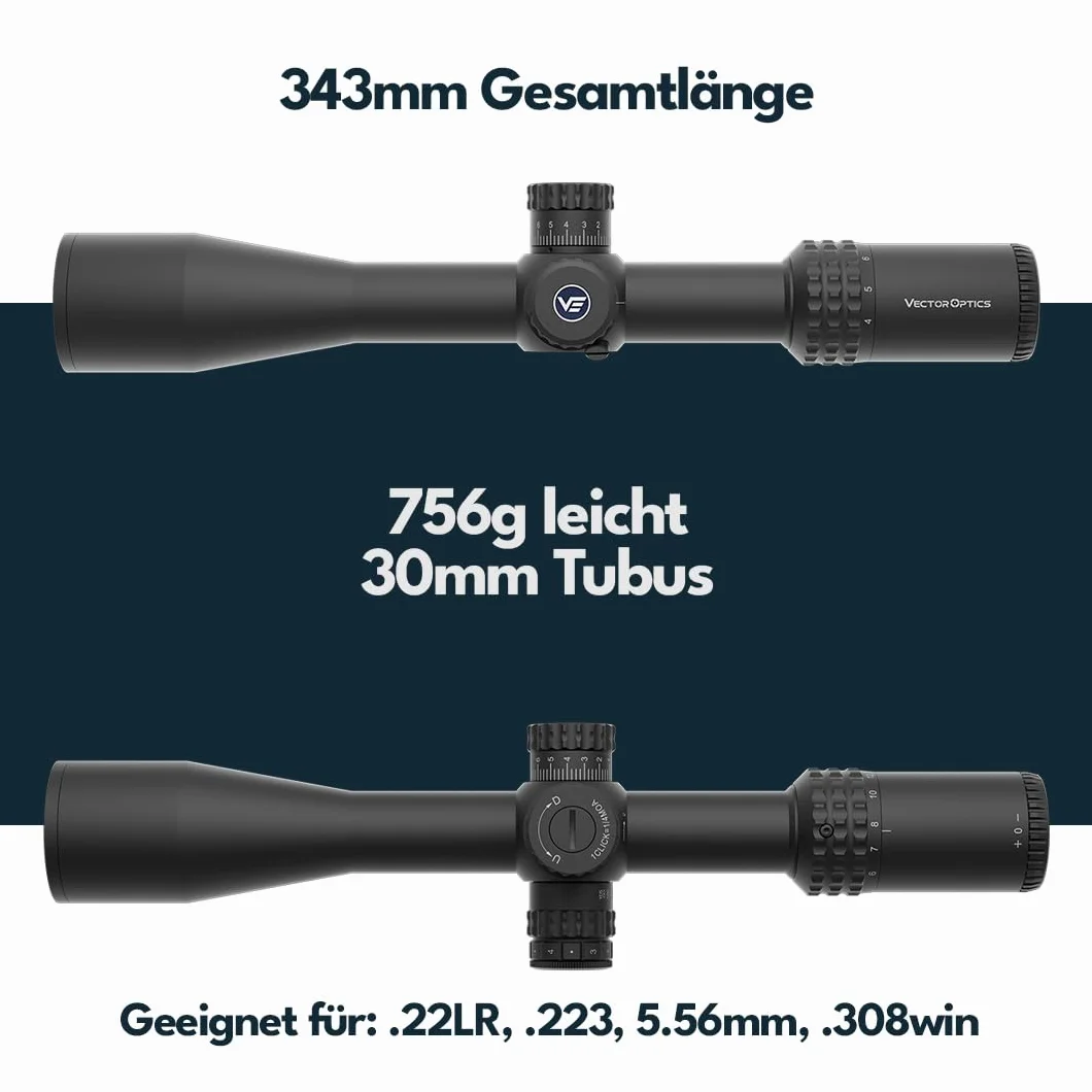 Vector Optics ORION PRO MAX 4-16x44 pierwsza płaszczyzna ogniskowa 30 mm VOR-4 MIL podświetlane szkło wytrawione siatka boczna ostrość zero stop luneta z uchwytami tkackimi/picatinny, osłona
